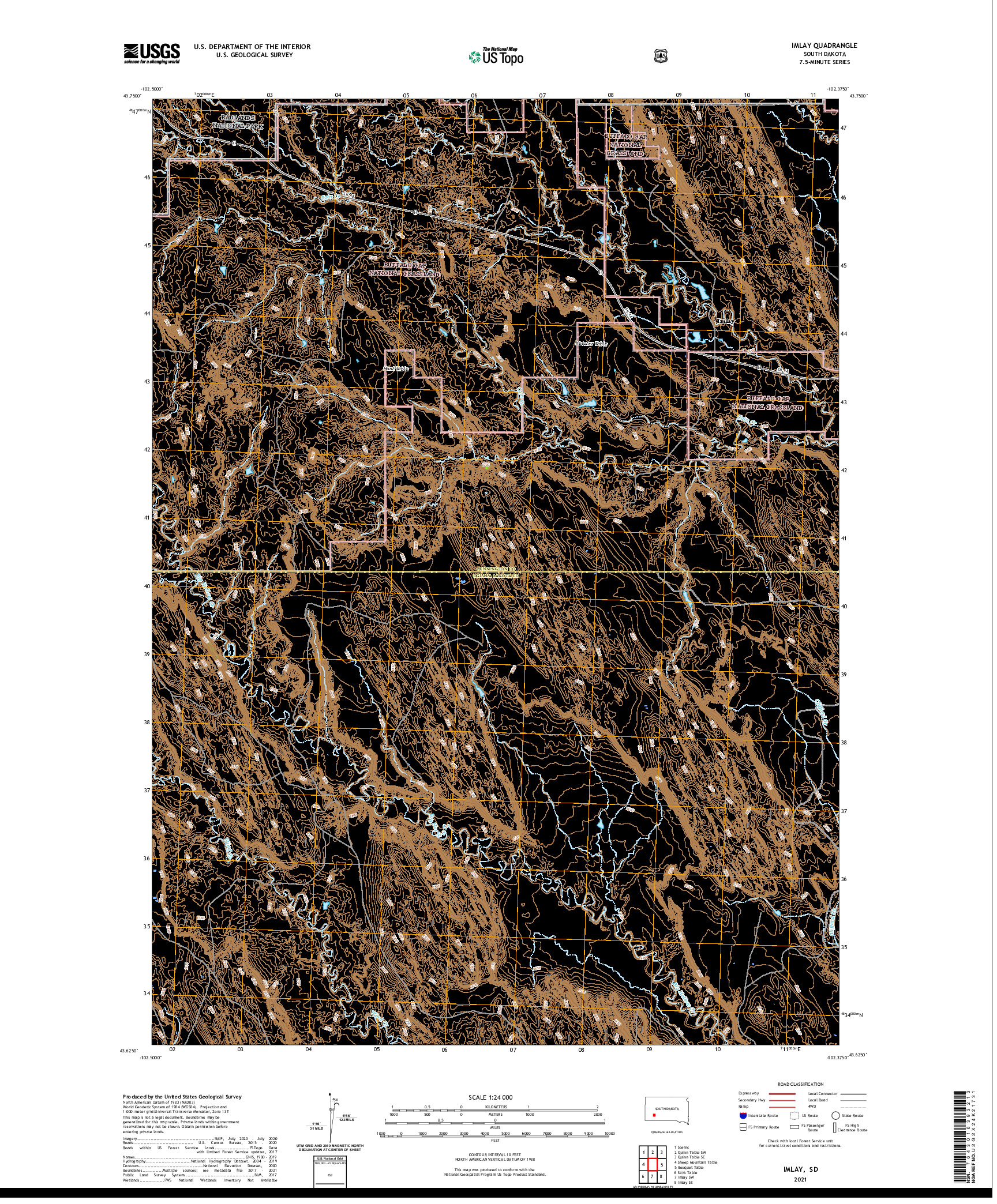 USGS US TOPO 7.5-MINUTE MAP FOR IMLAY, SD 2021