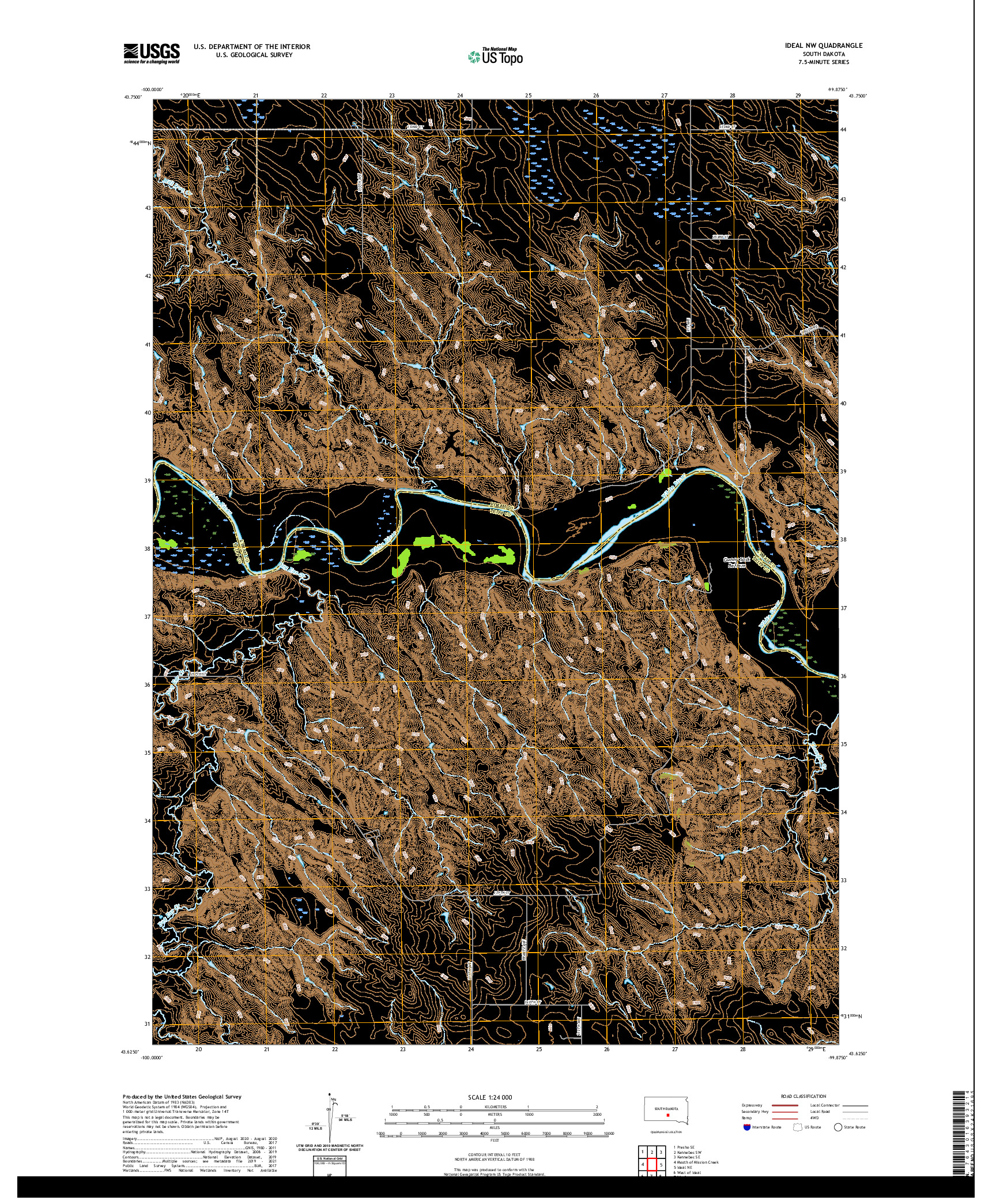 USGS US TOPO 7.5-MINUTE MAP FOR IDEAL NW, SD 2021