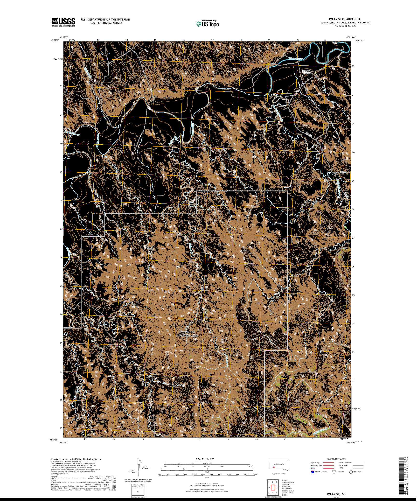 USGS US TOPO 7.5-MINUTE MAP FOR IMLAY SE, SD 2021
