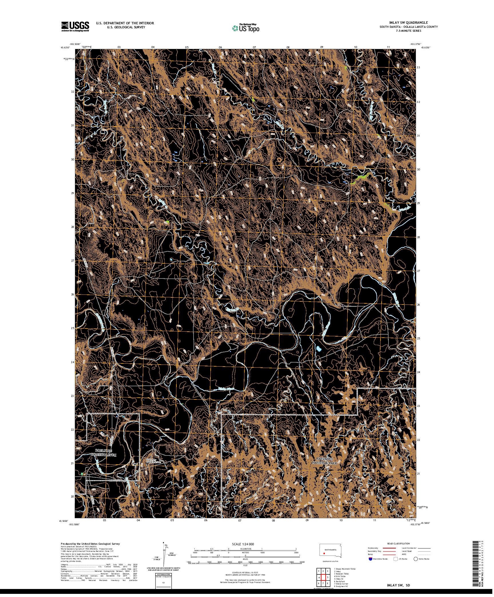 USGS US TOPO 7.5-MINUTE MAP FOR IMLAY SW, SD 2021