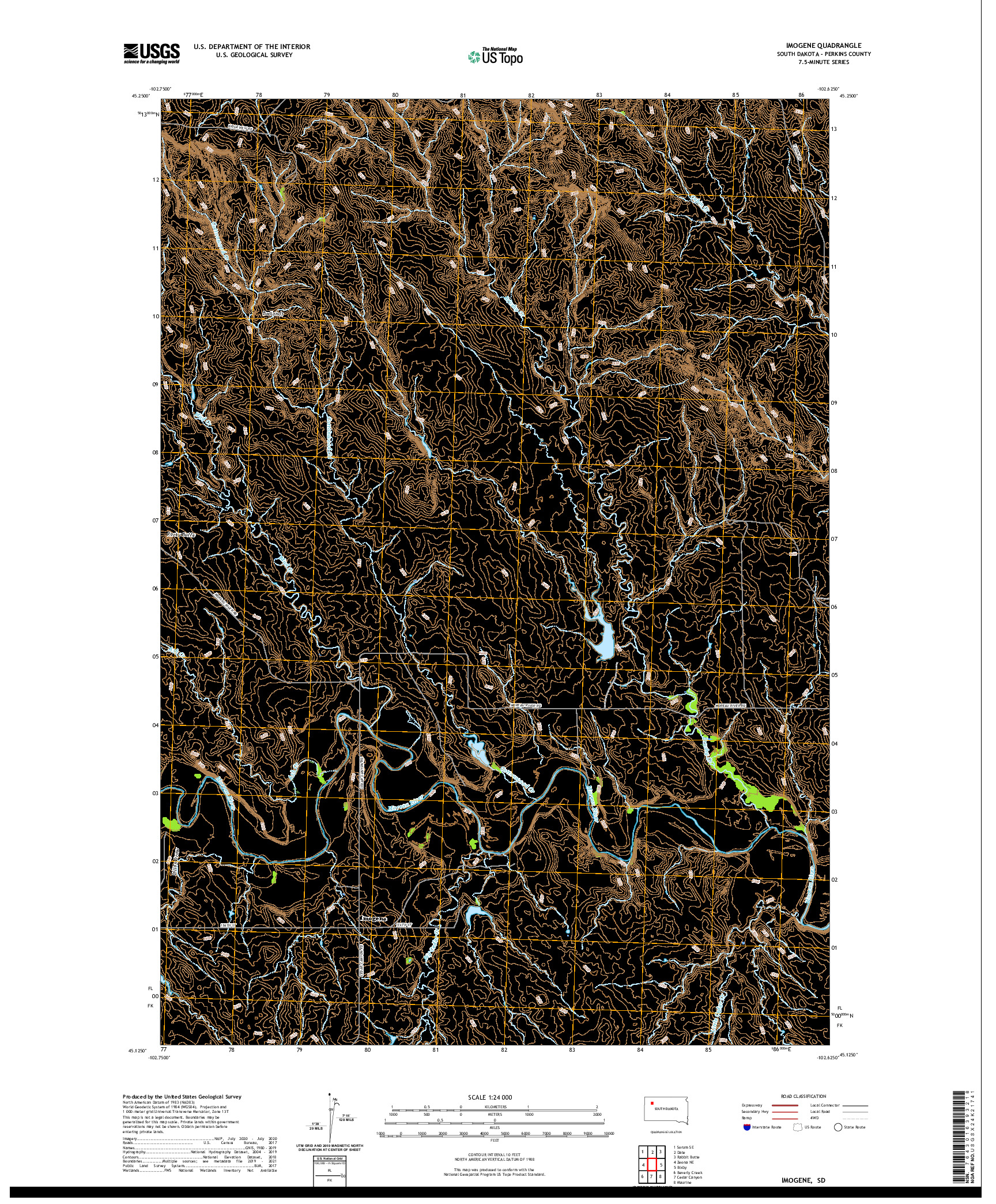 USGS US TOPO 7.5-MINUTE MAP FOR IMOGENE, SD 2021