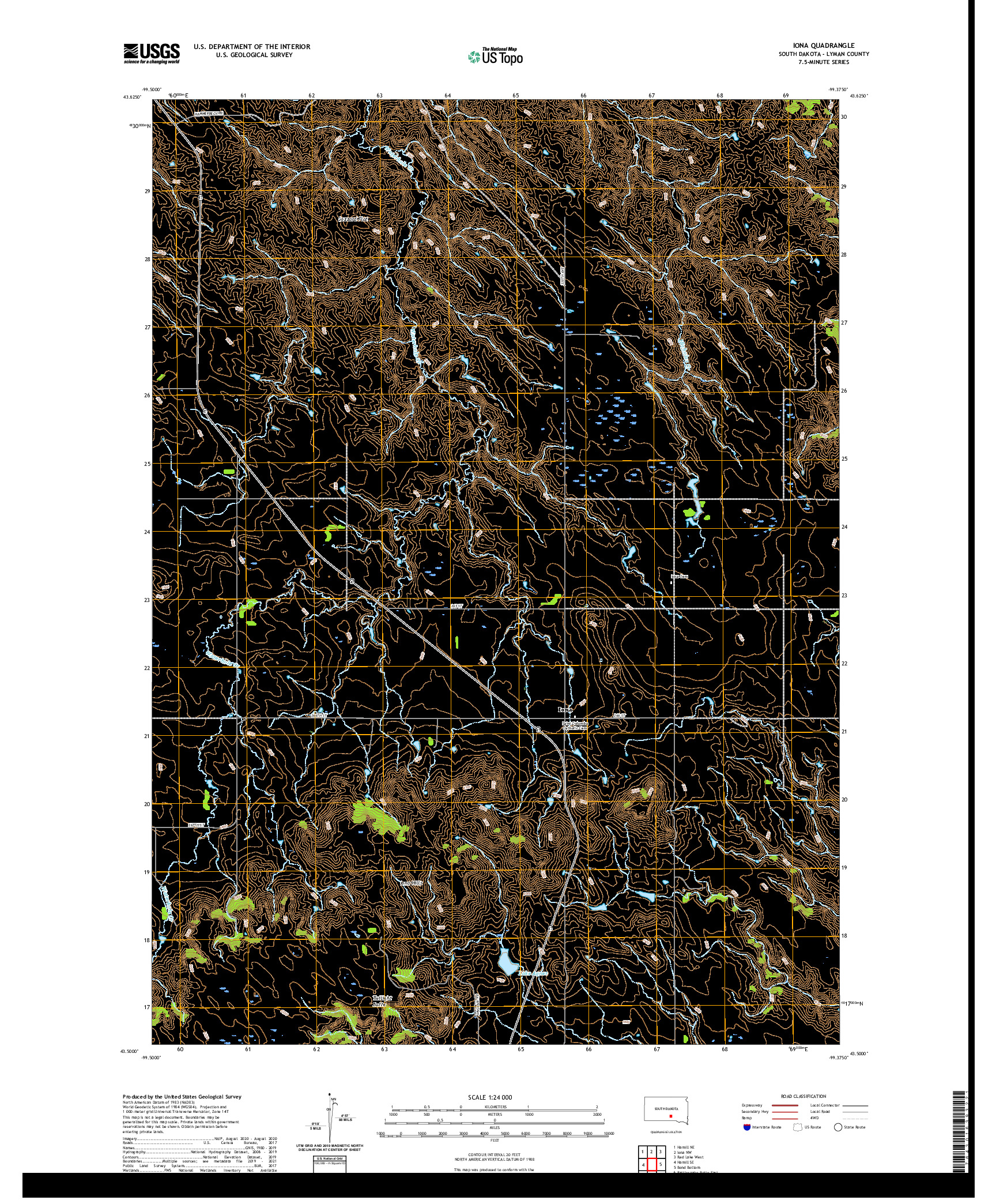 USGS US TOPO 7.5-MINUTE MAP FOR IONA, SD 2021