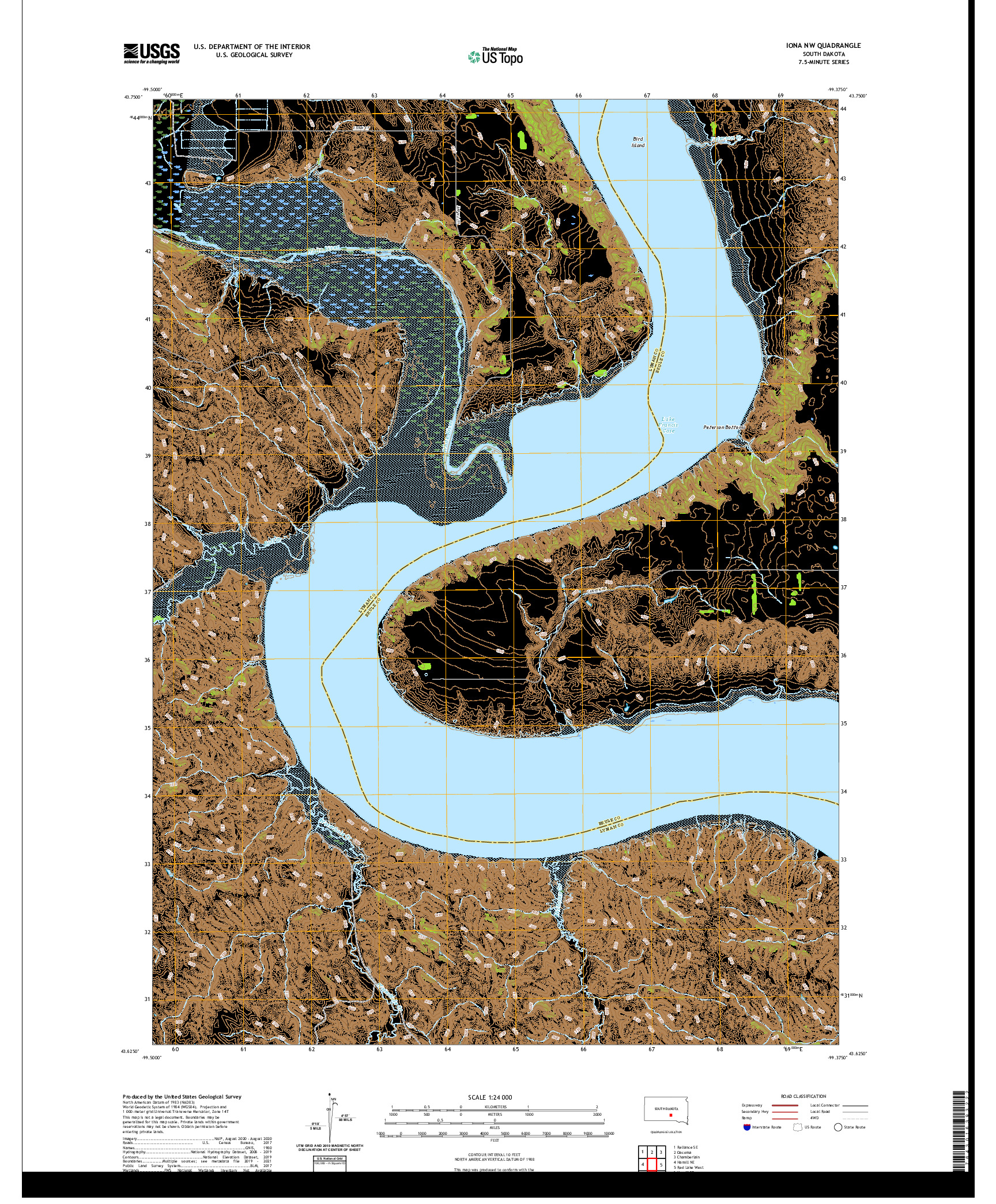 USGS US TOPO 7.5-MINUTE MAP FOR IONA NW, SD 2021