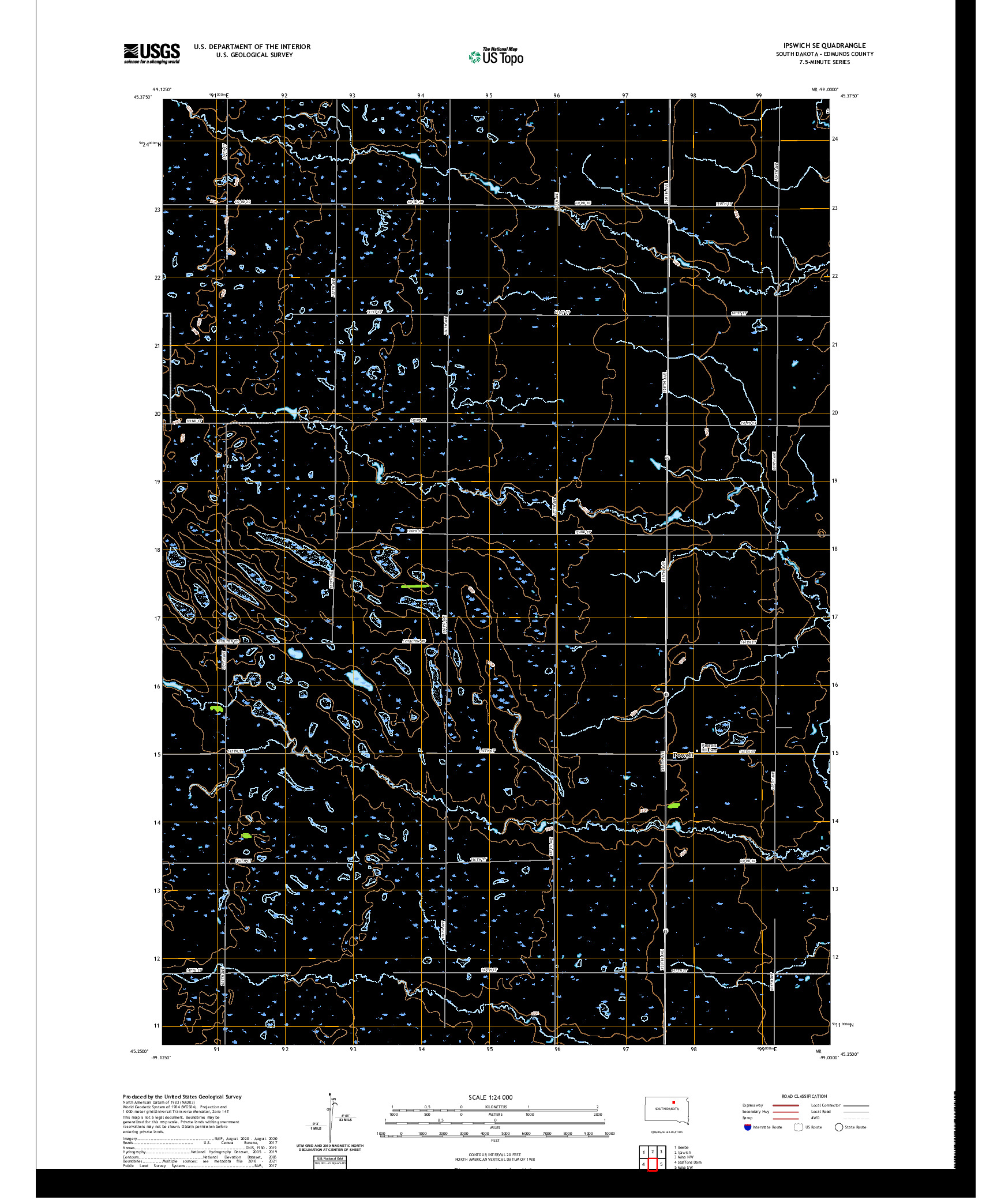 USGS US TOPO 7.5-MINUTE MAP FOR IPSWICH SE, SD 2021