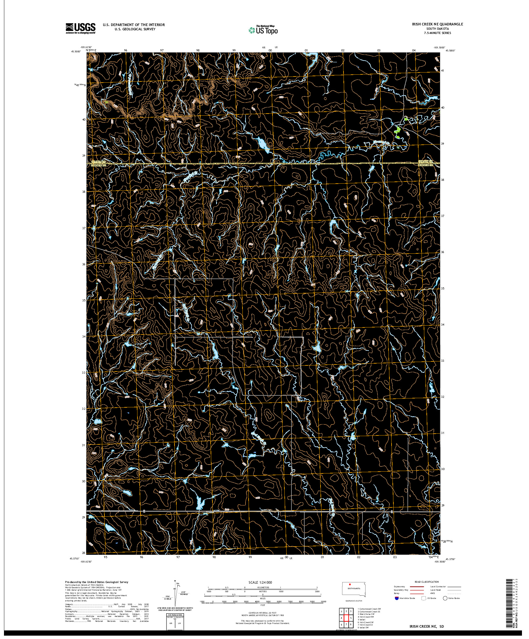 USGS US TOPO 7.5-MINUTE MAP FOR IRISH CREEK NE, SD 2021