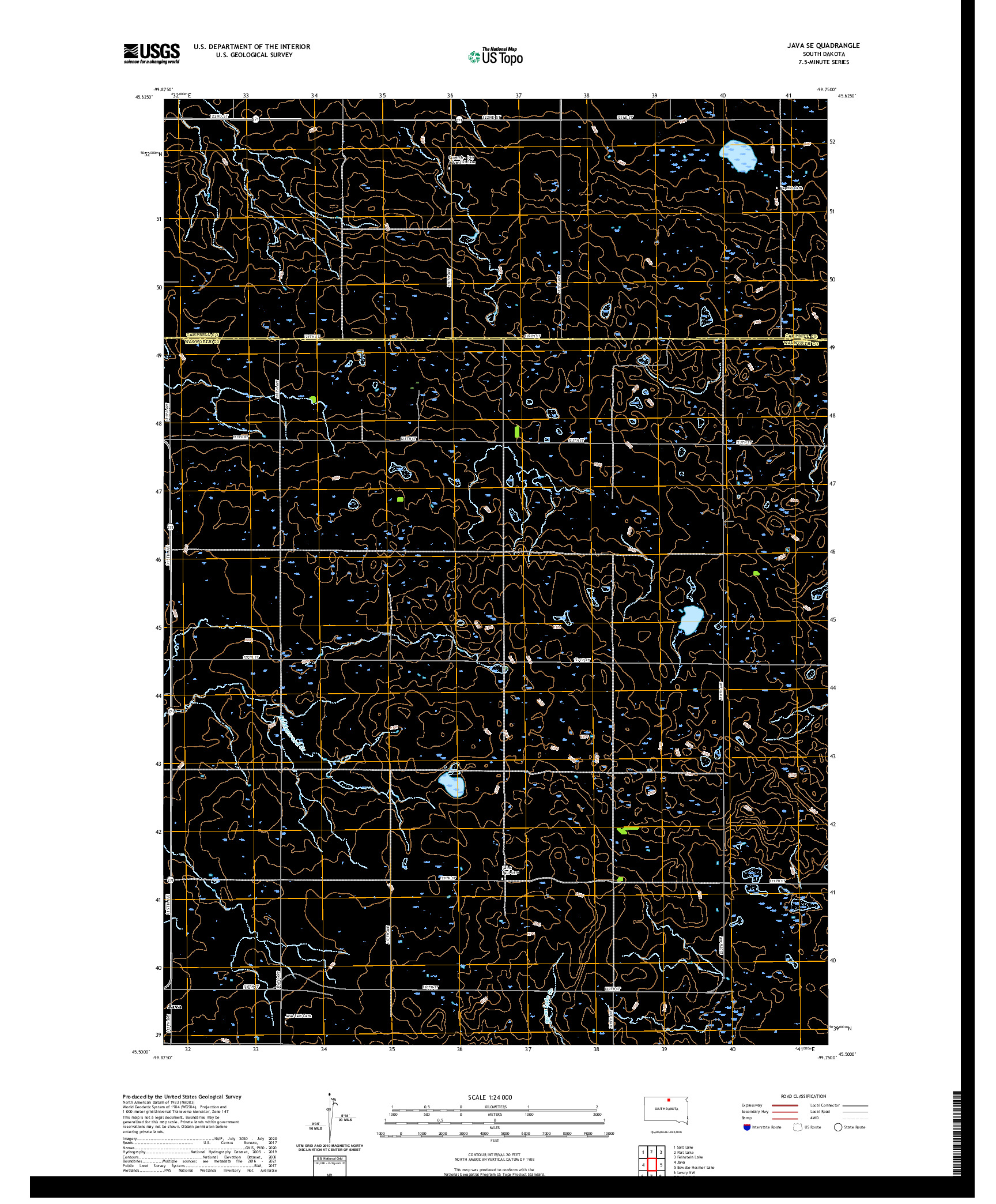 USGS US TOPO 7.5-MINUTE MAP FOR JAVA SE, SD 2021