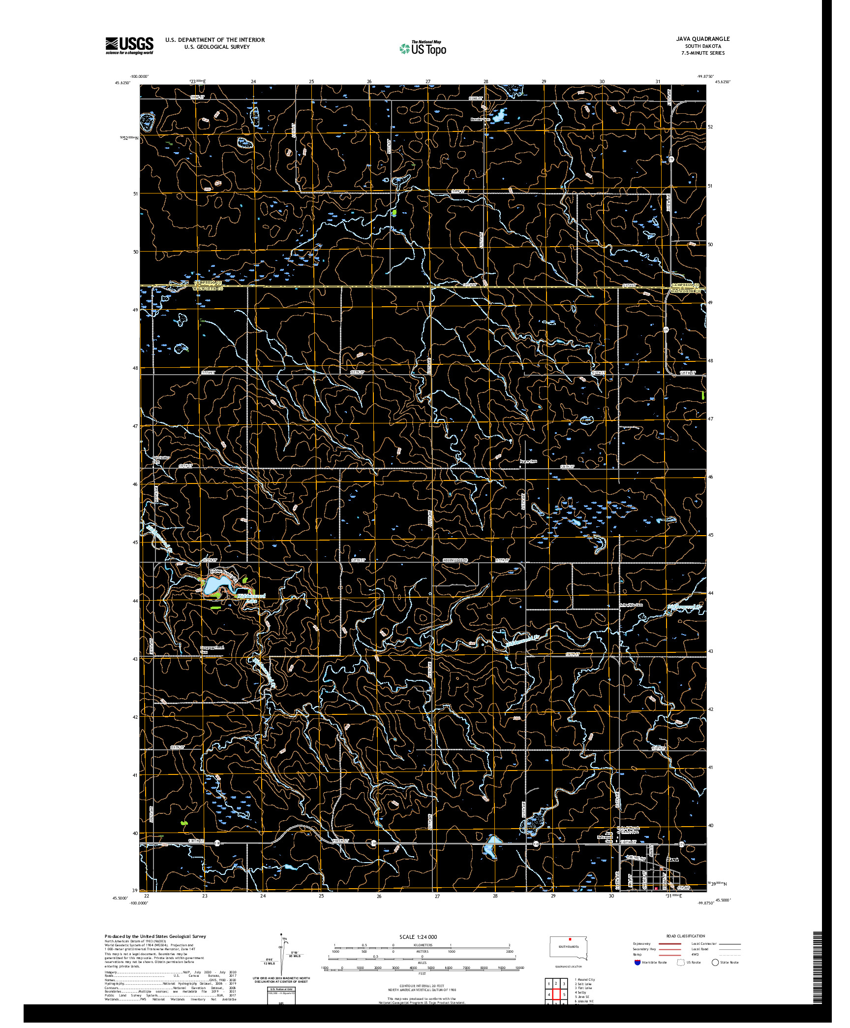 USGS US TOPO 7.5-MINUTE MAP FOR JAVA, SD 2021