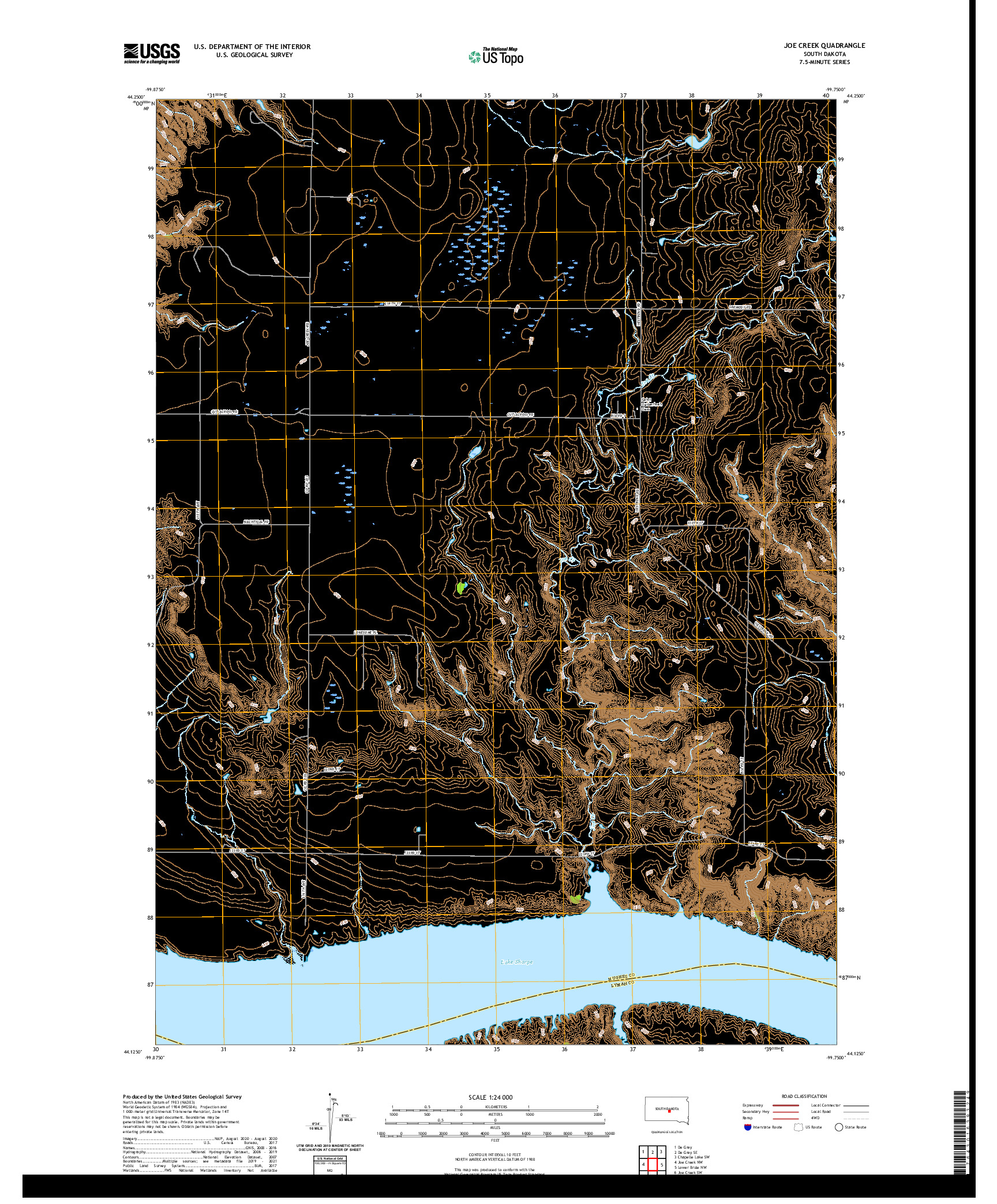 USGS US TOPO 7.5-MINUTE MAP FOR JOE CREEK, SD 2021