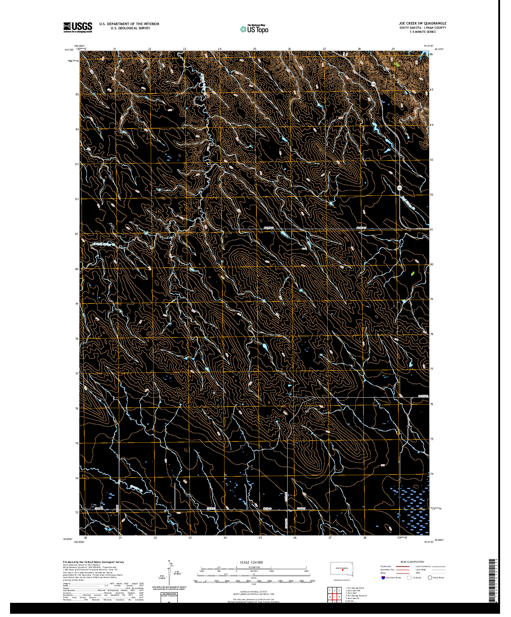 USGS US TOPO 7.5-MINUTE MAP FOR JOE CREEK SW, SD 2021