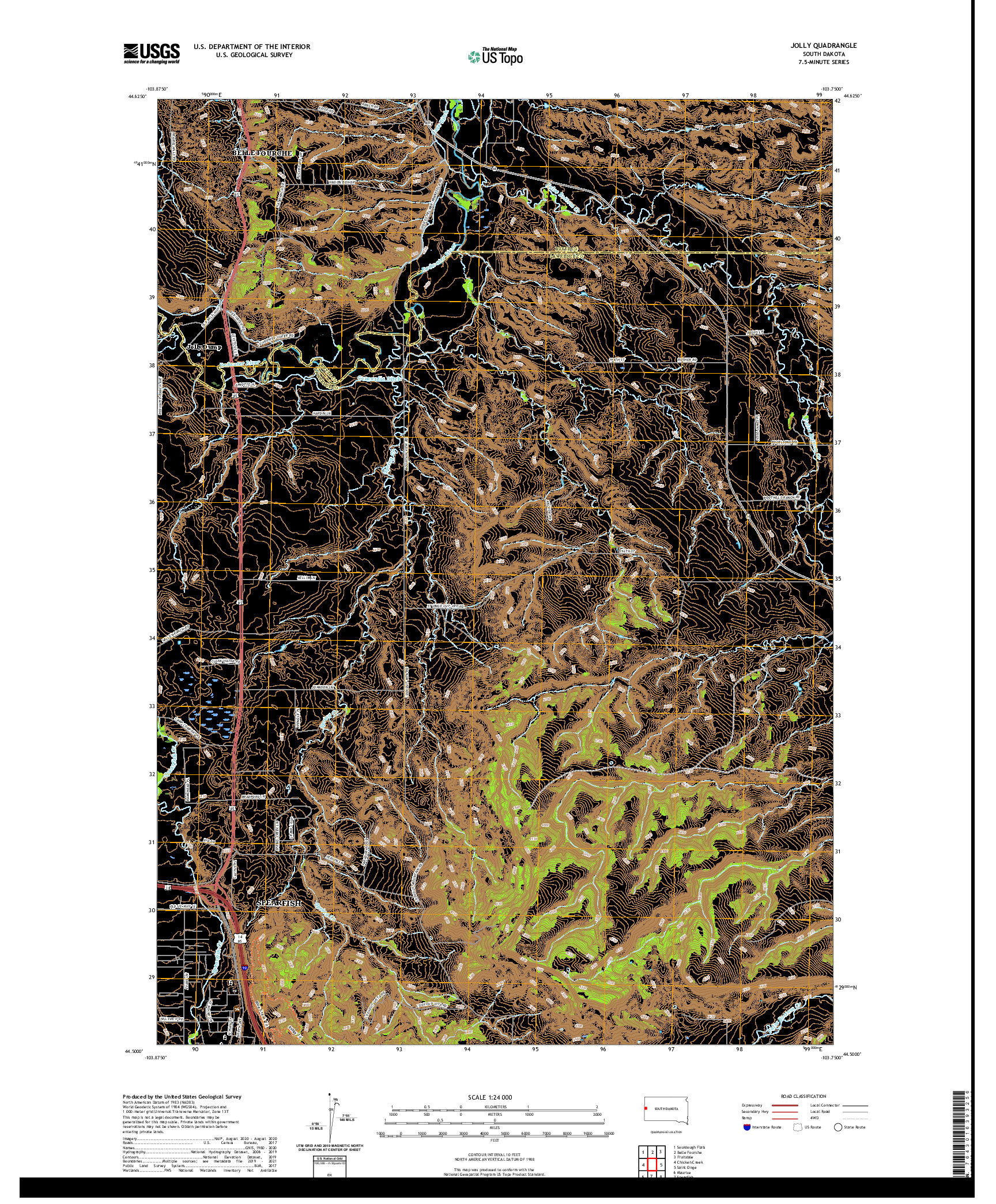 USGS US TOPO 7.5-MINUTE MAP FOR JOLLY, SD 2021