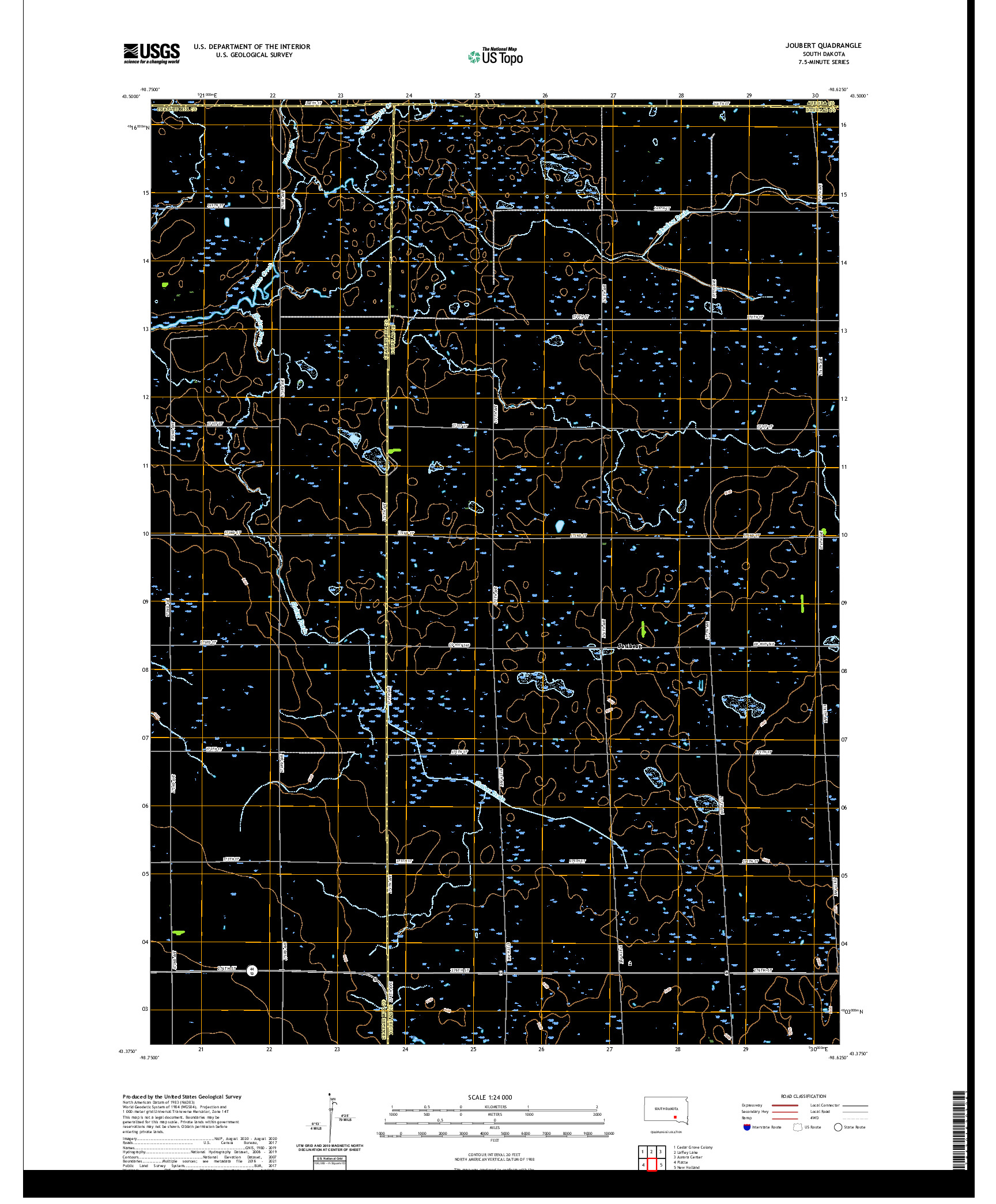 USGS US TOPO 7.5-MINUTE MAP FOR JOUBERT, SD 2021