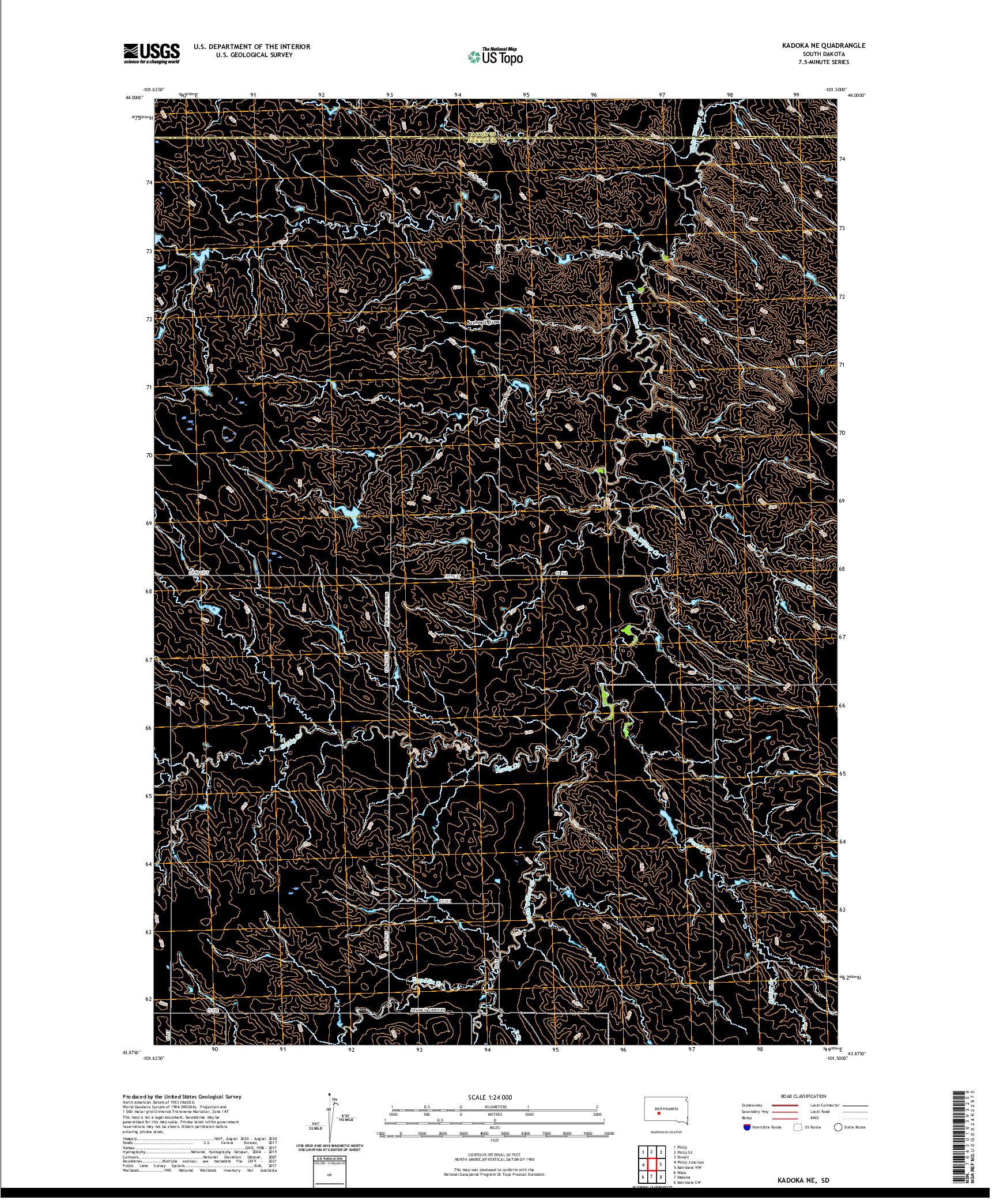USGS US TOPO 7.5-MINUTE MAP FOR KADOKA NE, SD 2021