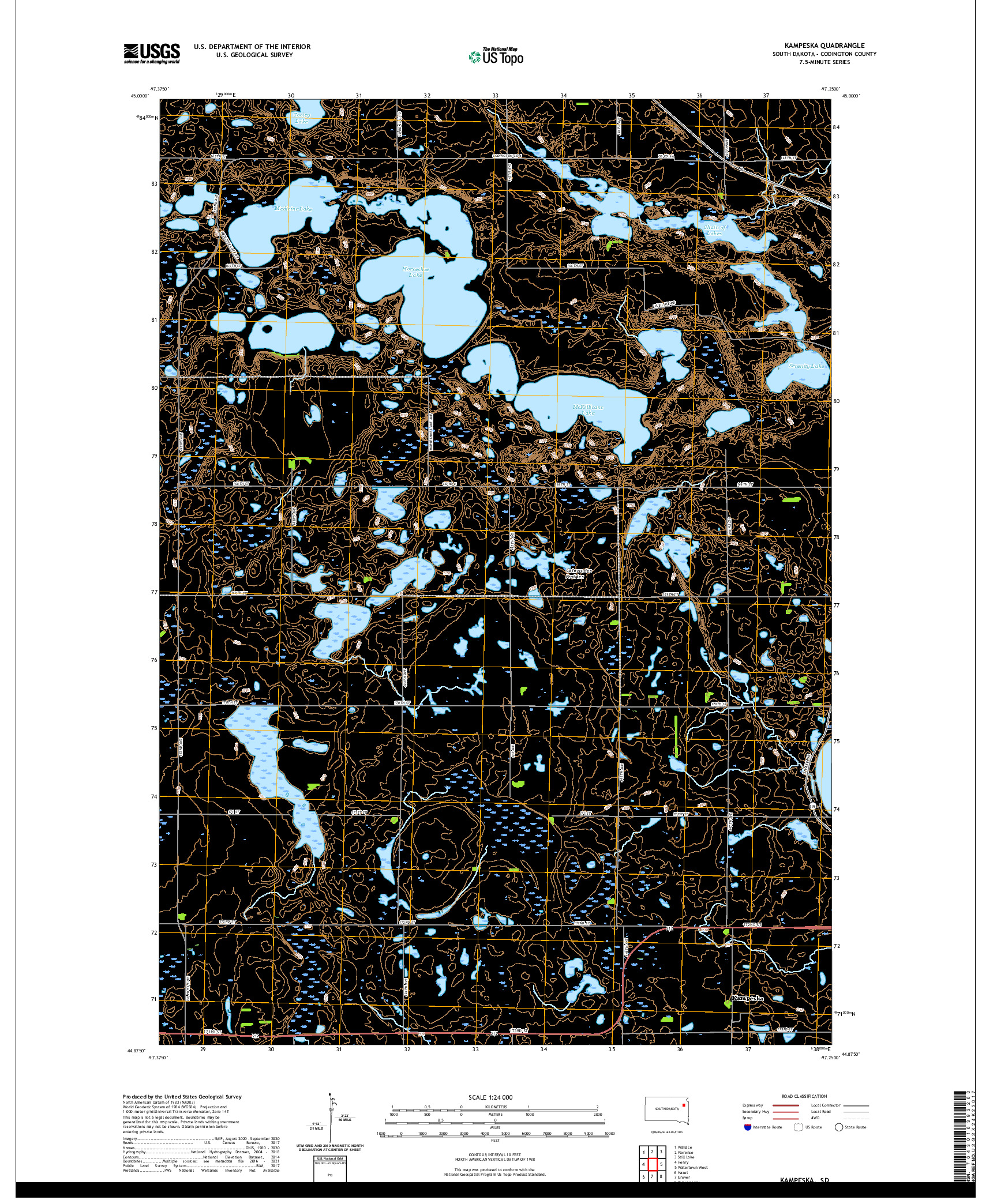 USGS US TOPO 7.5-MINUTE MAP FOR KAMPESKA, SD 2021