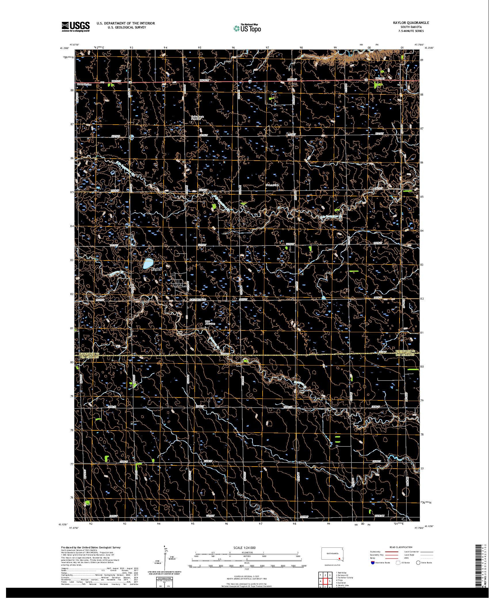 USGS US TOPO 7.5-MINUTE MAP FOR KAYLOR, SD 2021