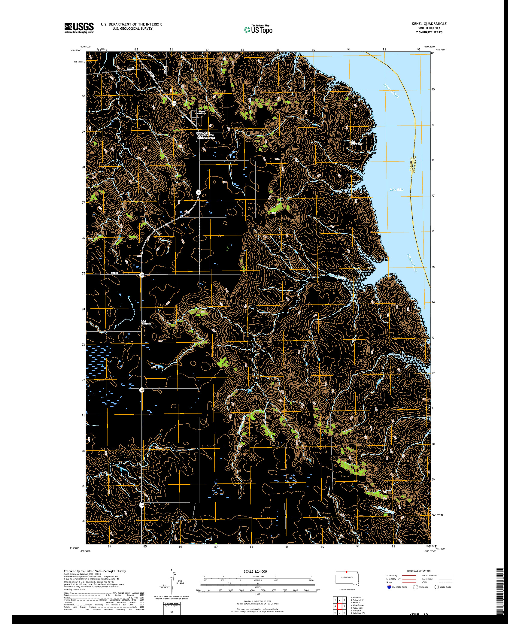 USGS US TOPO 7.5-MINUTE MAP FOR KENEL, SD 2021