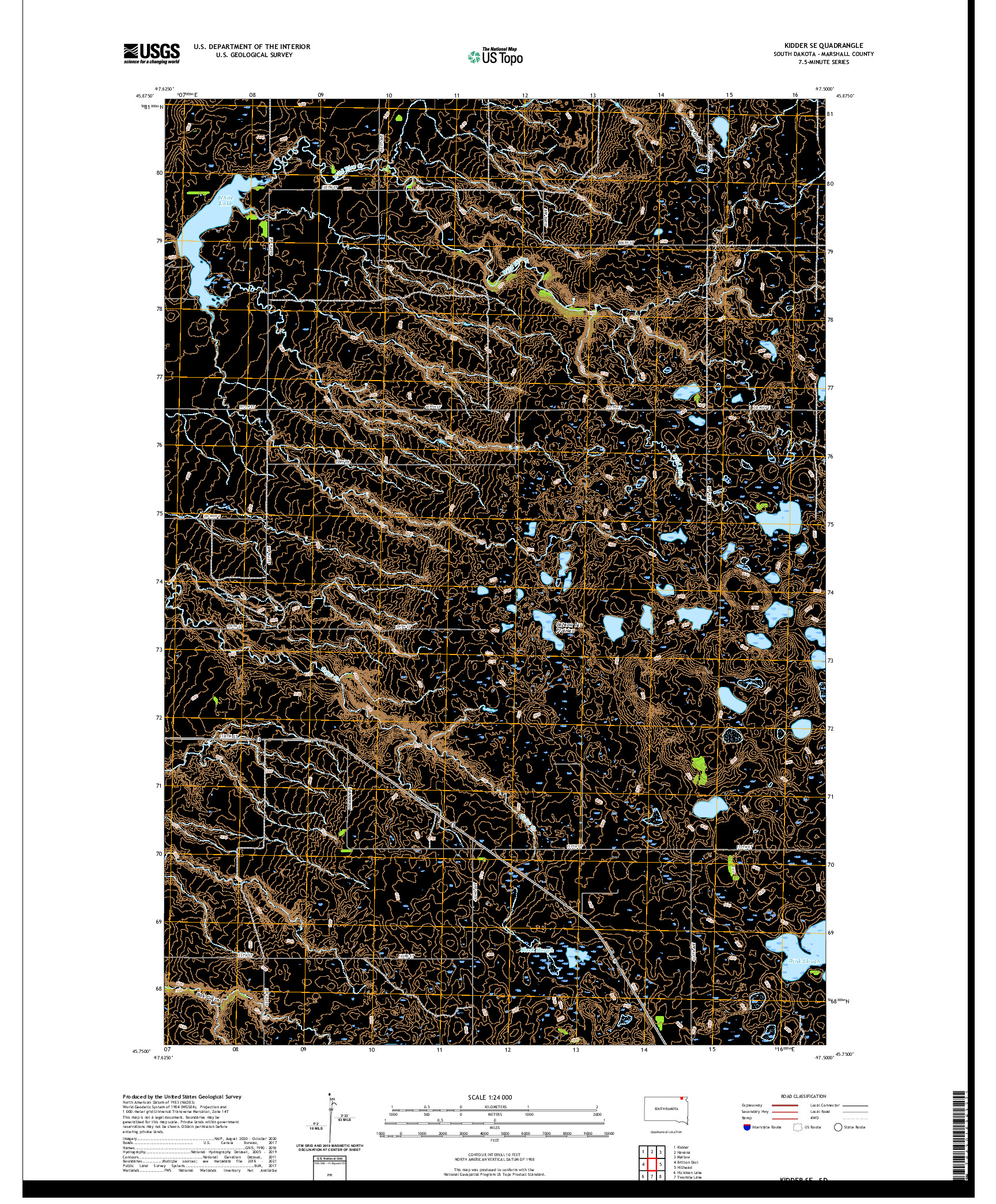 USGS US TOPO 7.5-MINUTE MAP FOR KIDDER SE, SD 2021
