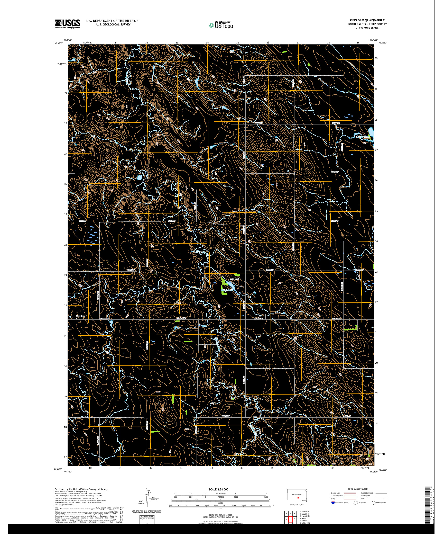 USGS US TOPO 7.5-MINUTE MAP FOR KING DAM, SD 2021