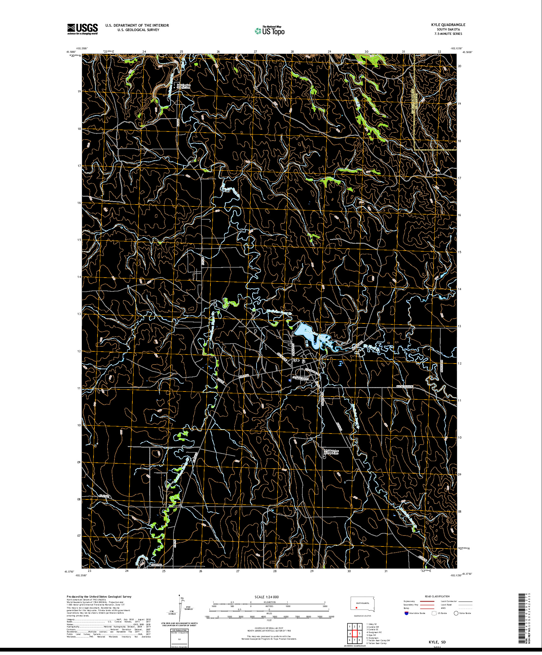 USGS US TOPO 7.5-MINUTE MAP FOR KYLE, SD 2021