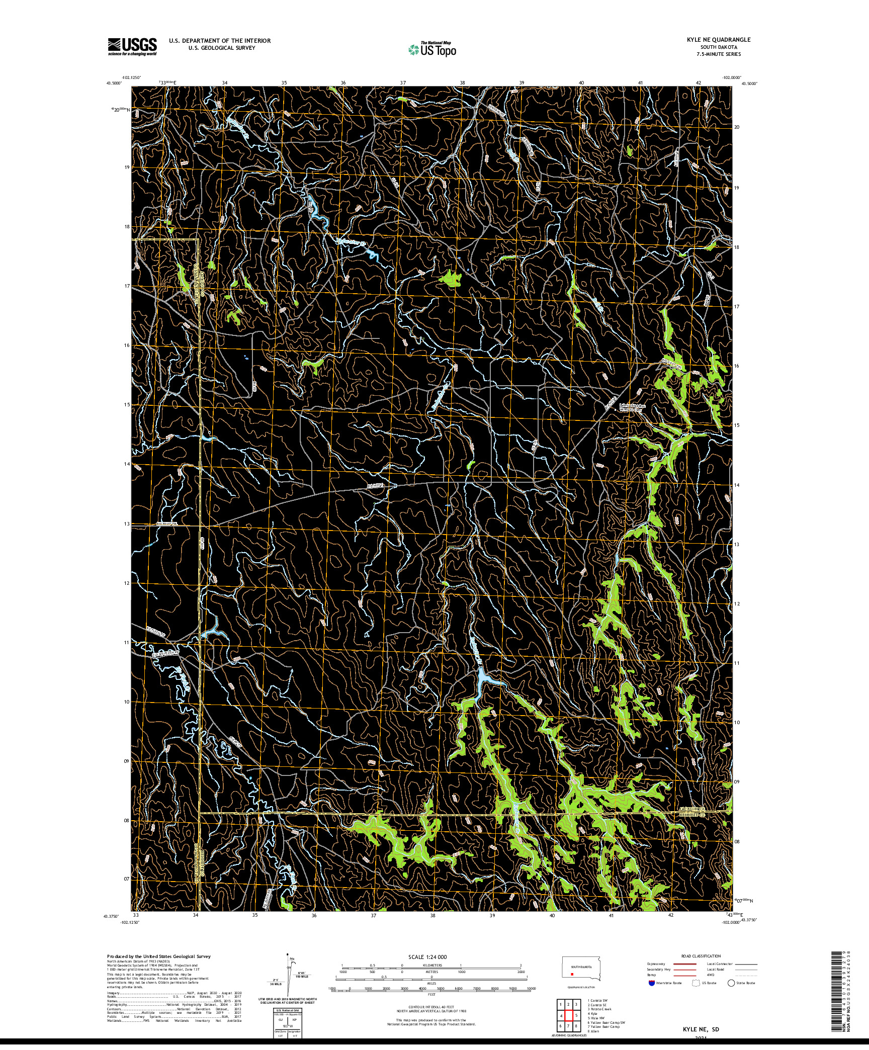 USGS US TOPO 7.5-MINUTE MAP FOR KYLE NE, SD 2021