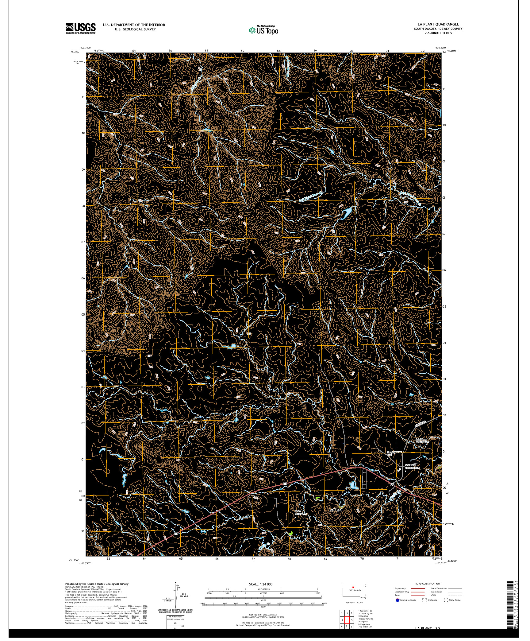 USGS US TOPO 7.5-MINUTE MAP FOR LA PLANT, SD 2021