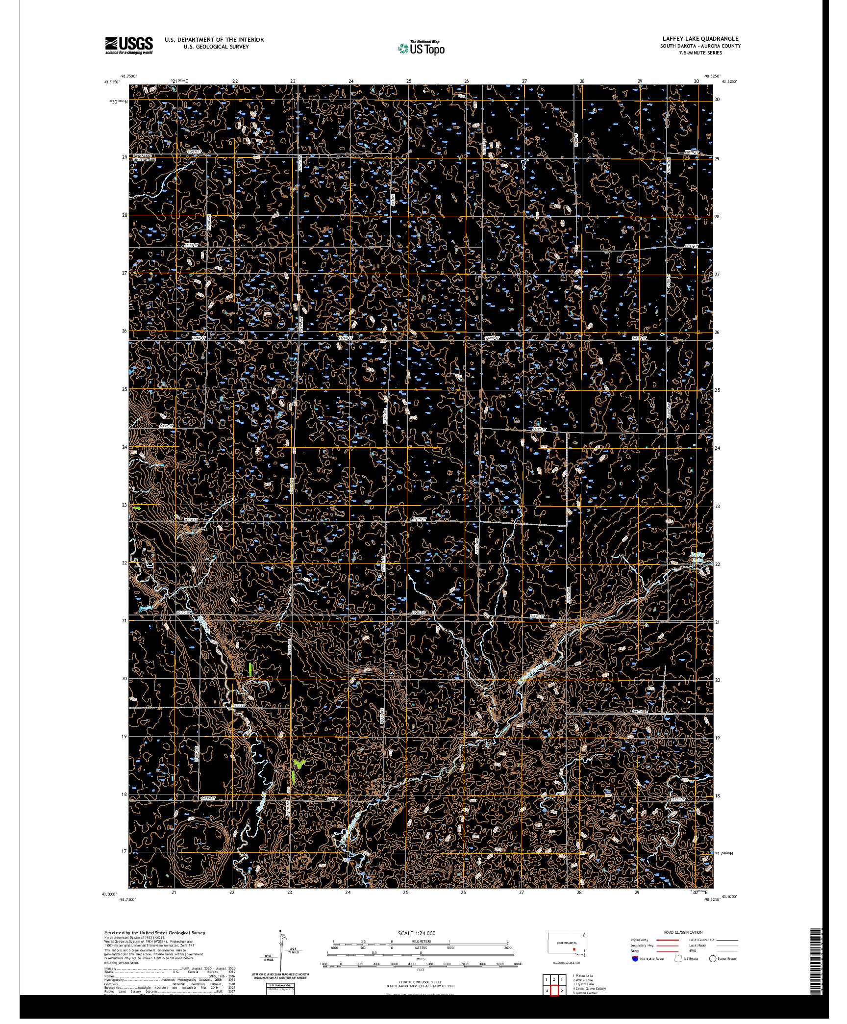 USGS US TOPO 7.5-MINUTE MAP FOR LAFFEY LAKE, SD 2021