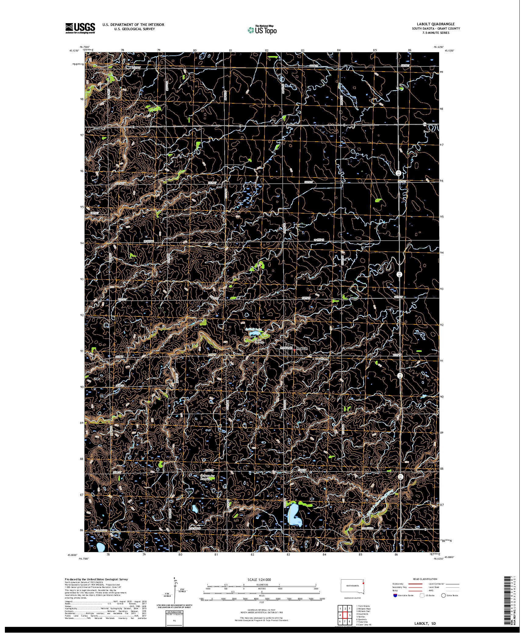 USGS US TOPO 7.5-MINUTE MAP FOR LABOLT, SD 2021