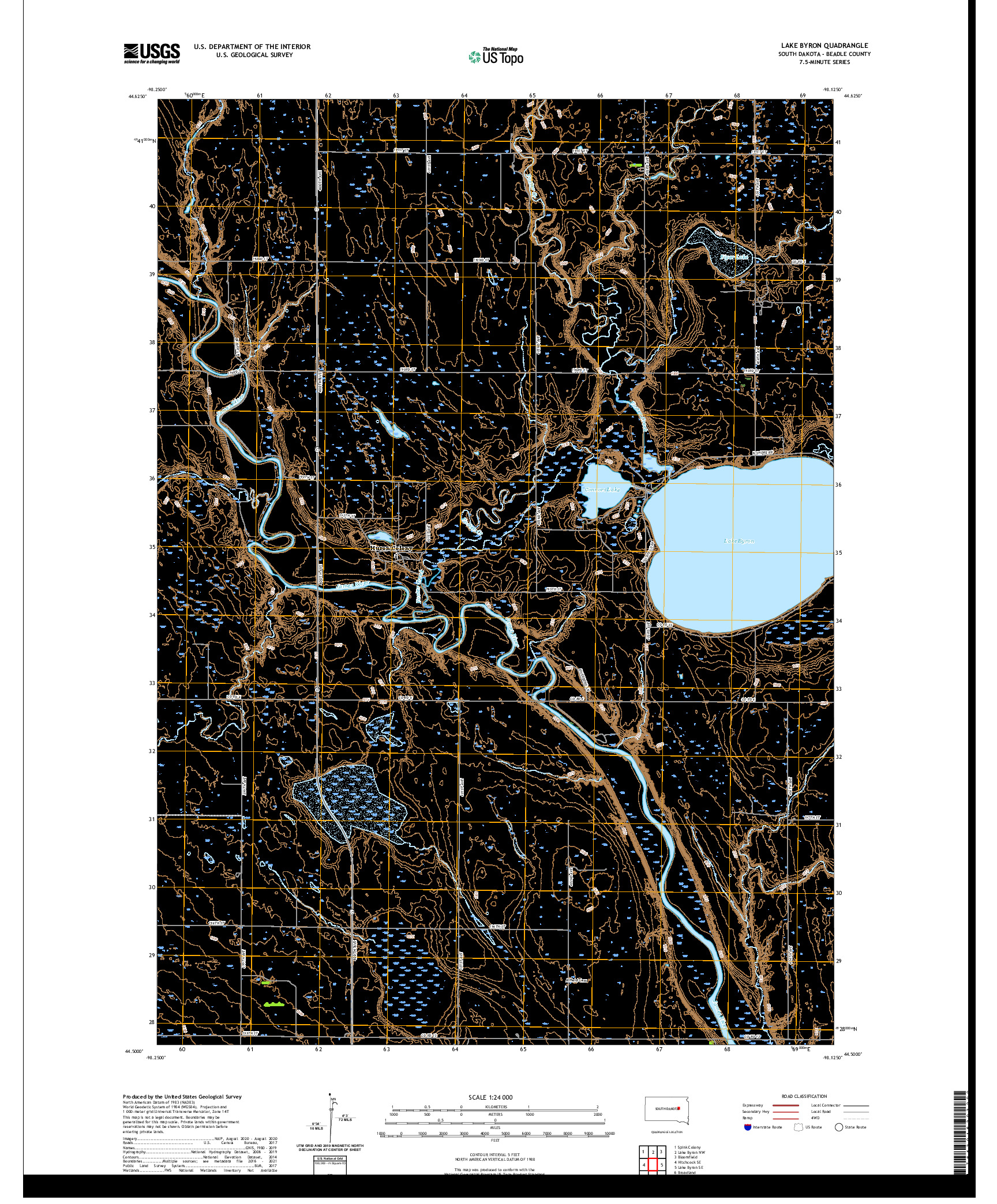 USGS US TOPO 7.5-MINUTE MAP FOR LAKE BYRON, SD 2021