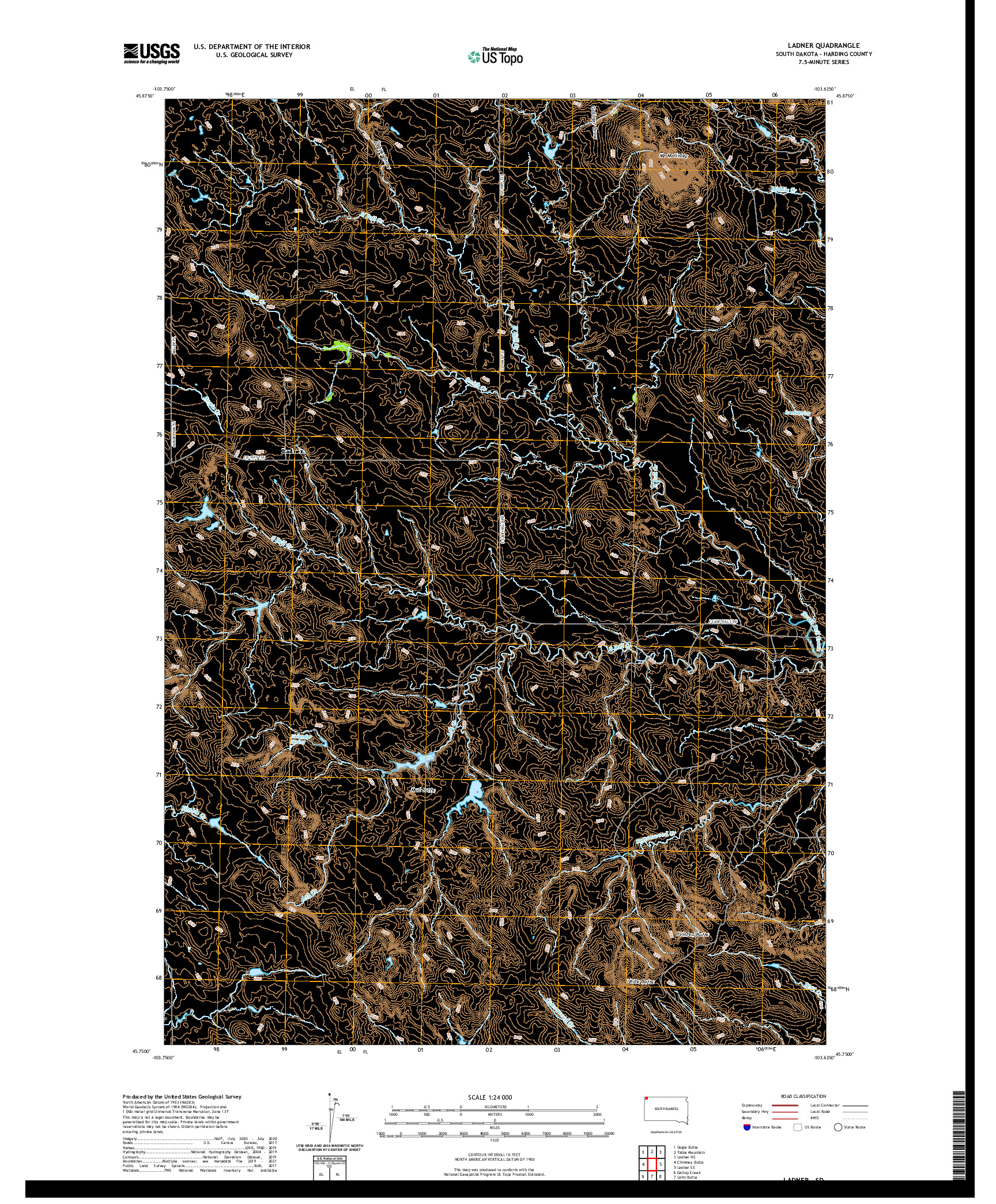 USGS US TOPO 7.5-MINUTE MAP FOR LADNER, SD 2021