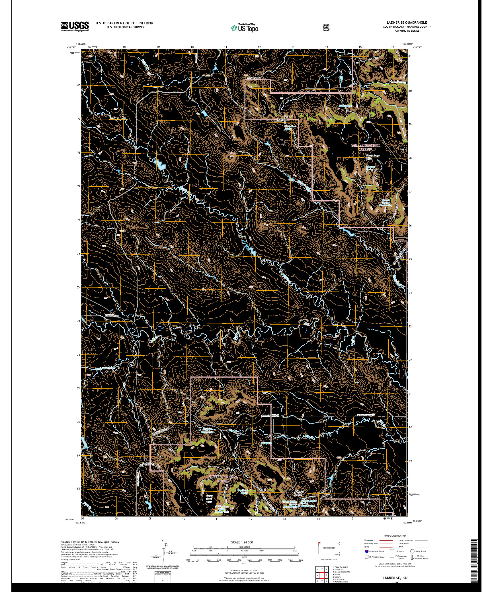 USGS US TOPO 7.5-MINUTE MAP FOR LADNER SE, SD 2021