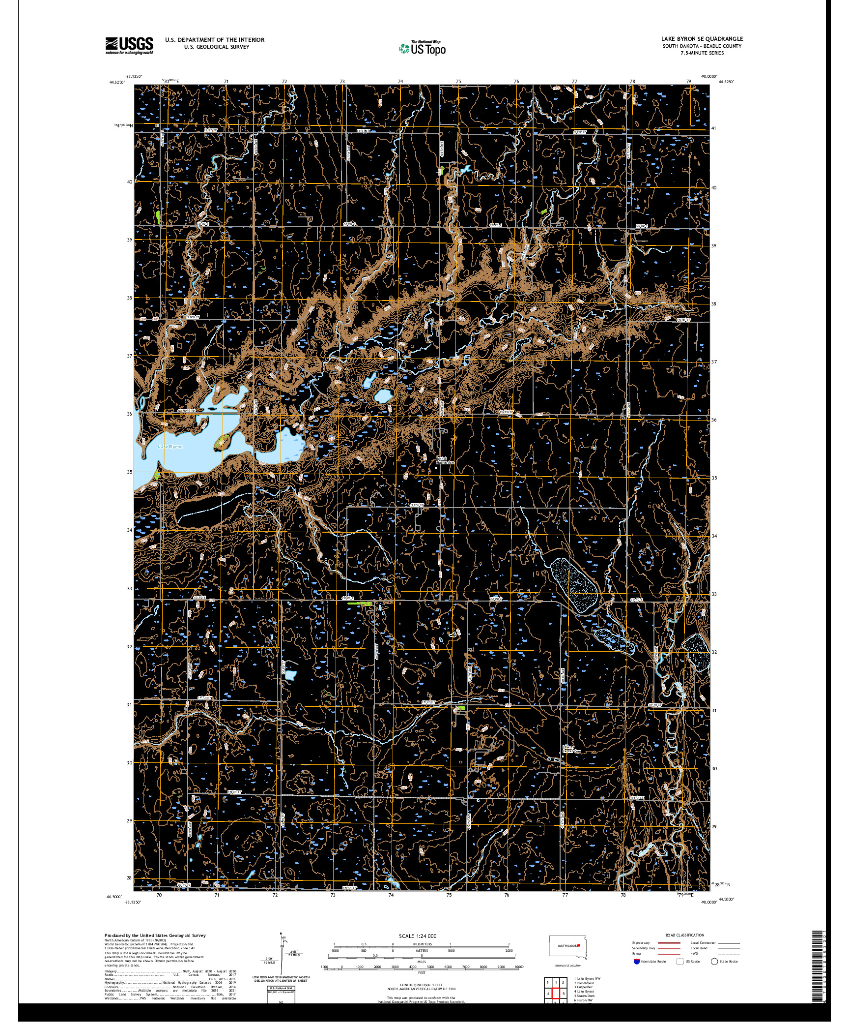 USGS US TOPO 7.5-MINUTE MAP FOR LAKE BYRON SE, SD 2021