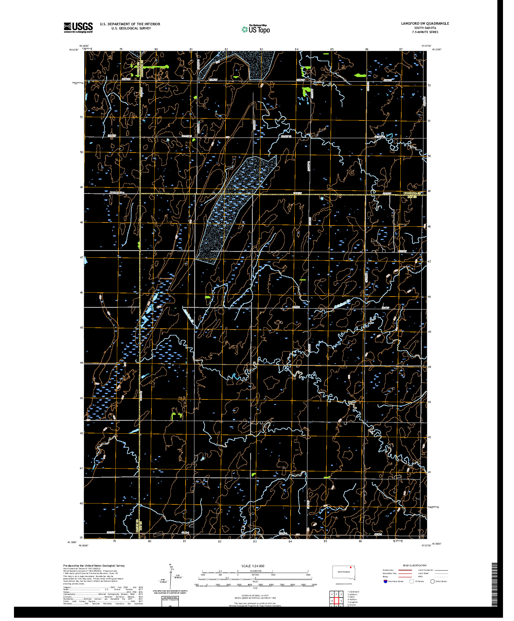 USGS US TOPO 7.5-MINUTE MAP FOR LANGFORD SW, SD 2021