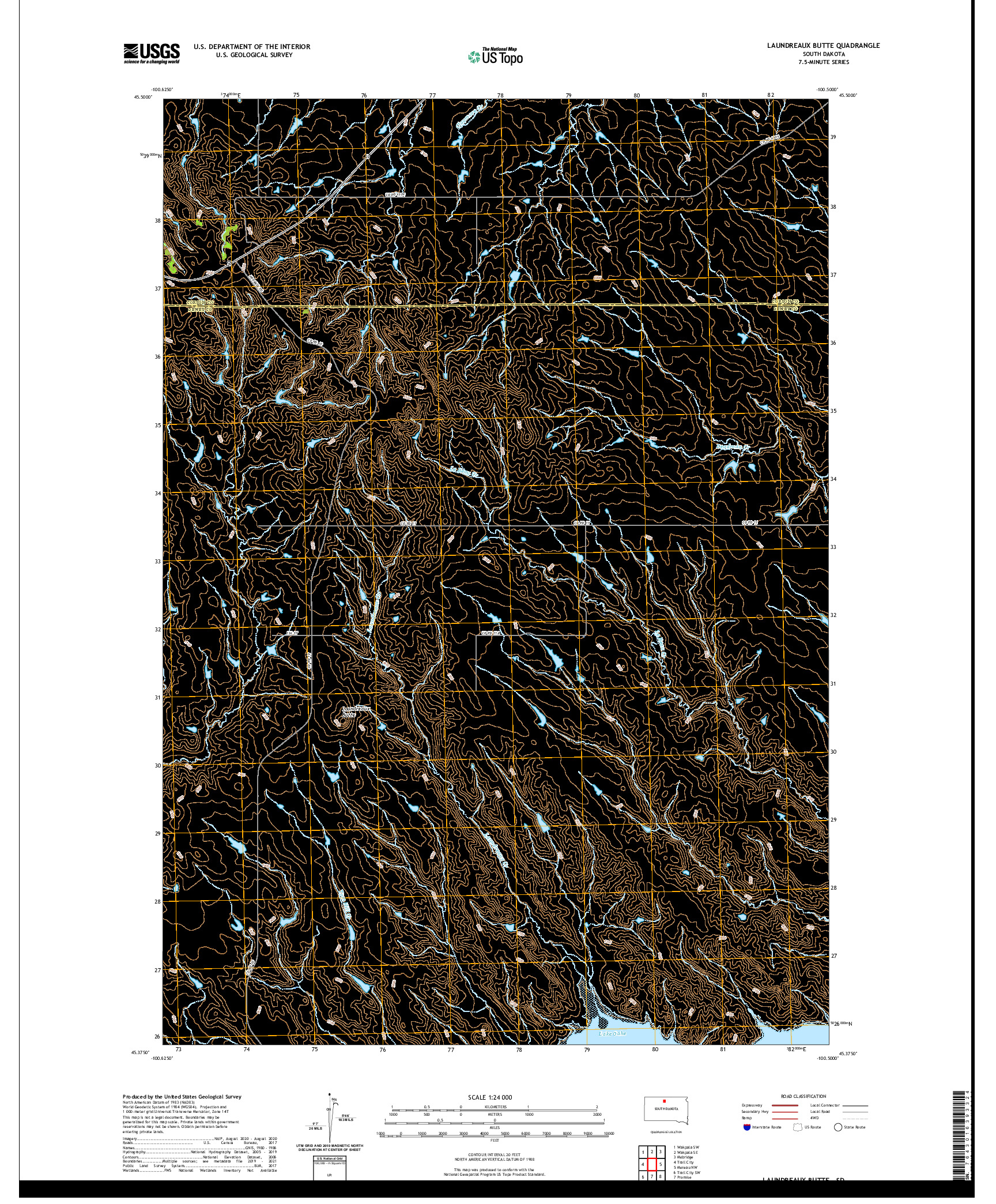 USGS US TOPO 7.5-MINUTE MAP FOR LAUNDREAUX BUTTE, SD 2021