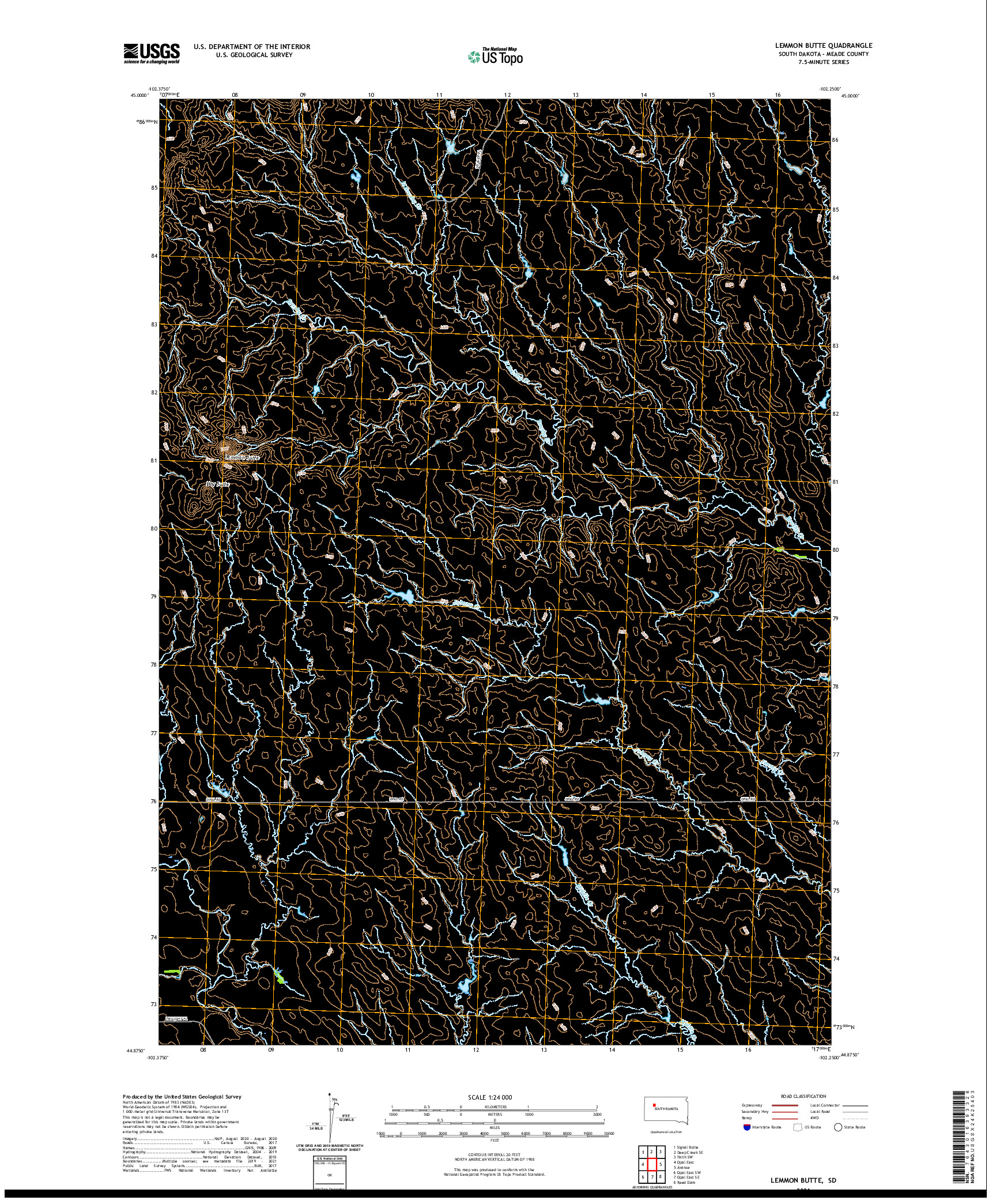 USGS US TOPO 7.5-MINUTE MAP FOR LEMMON BUTTE, SD 2021