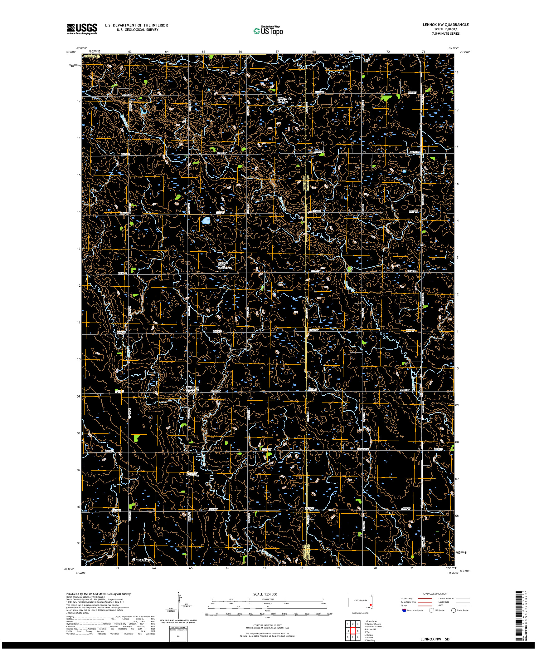 USGS US TOPO 7.5-MINUTE MAP FOR LENNOX NW, SD 2021