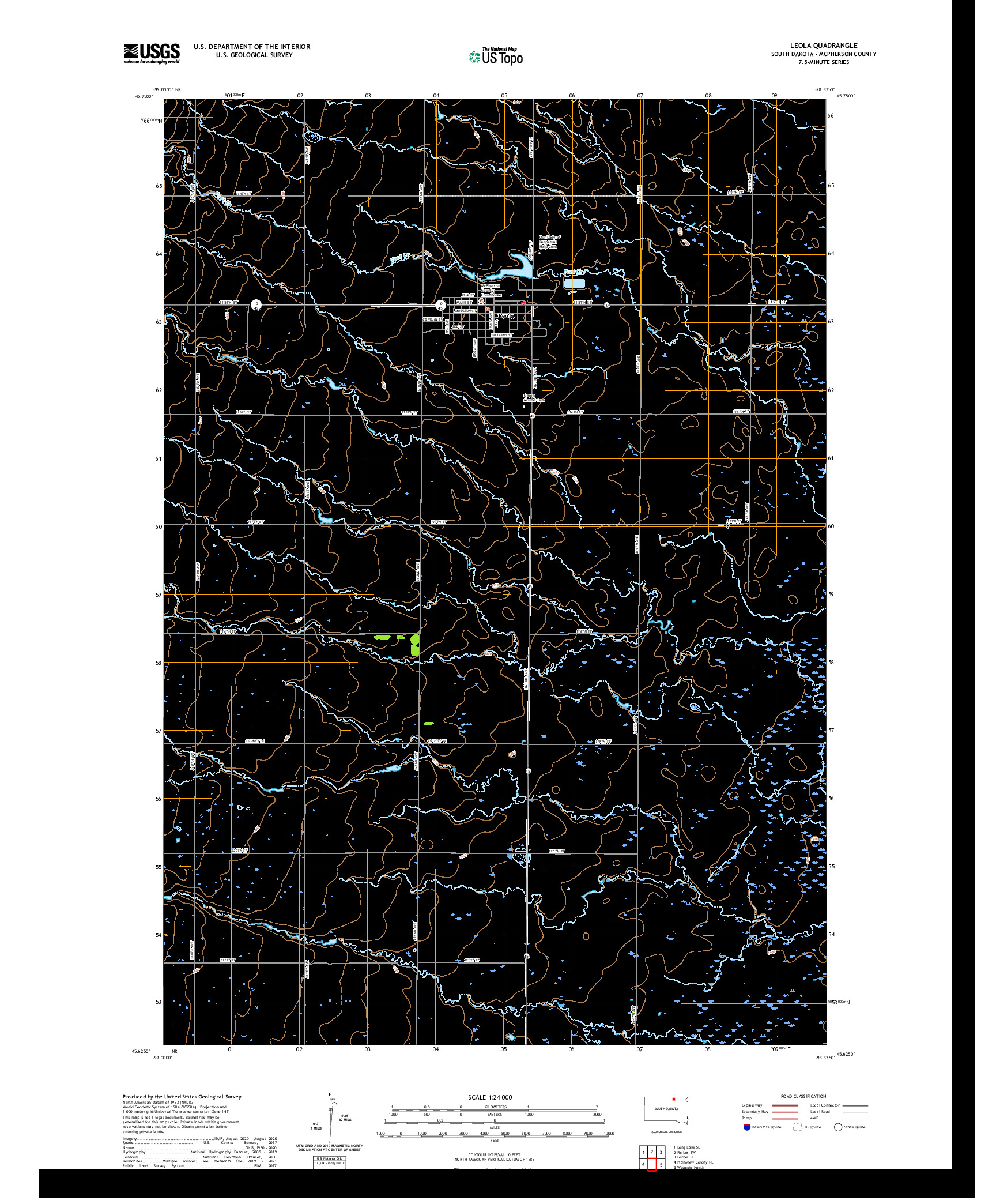 USGS US TOPO 7.5-MINUTE MAP FOR LEOLA, SD 2021