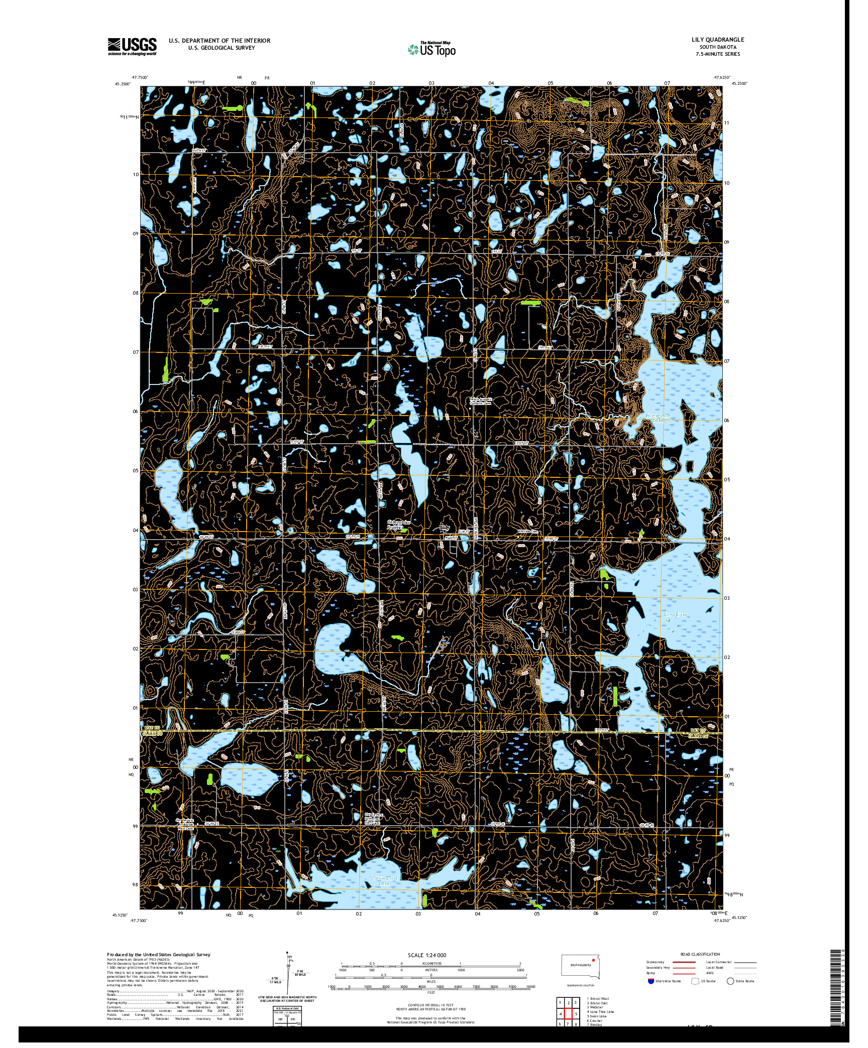 USGS US TOPO 7.5-MINUTE MAP FOR LILY, SD 2021
