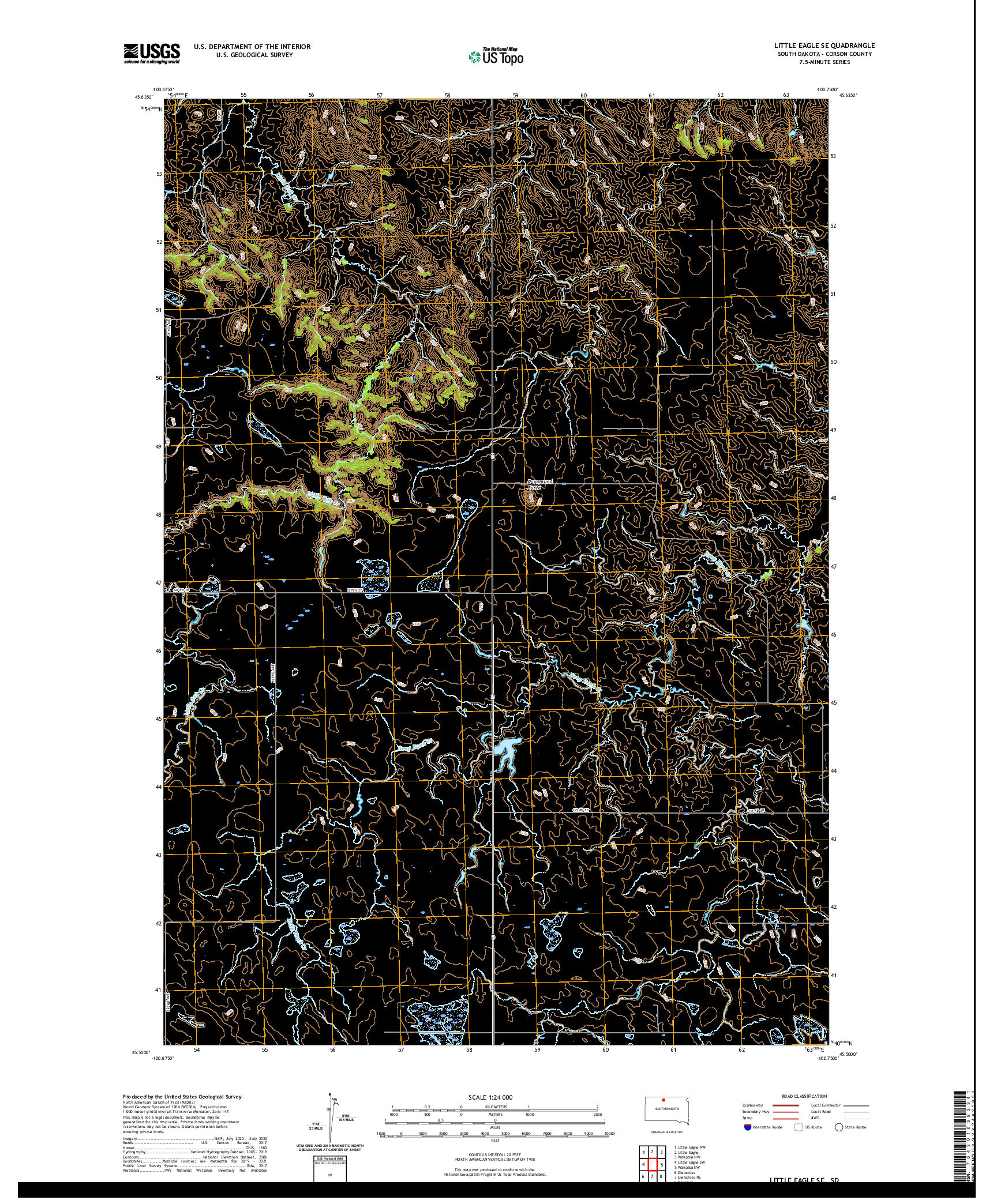 USGS US TOPO 7.5-MINUTE MAP FOR LITTLE EAGLE SE, SD 2021