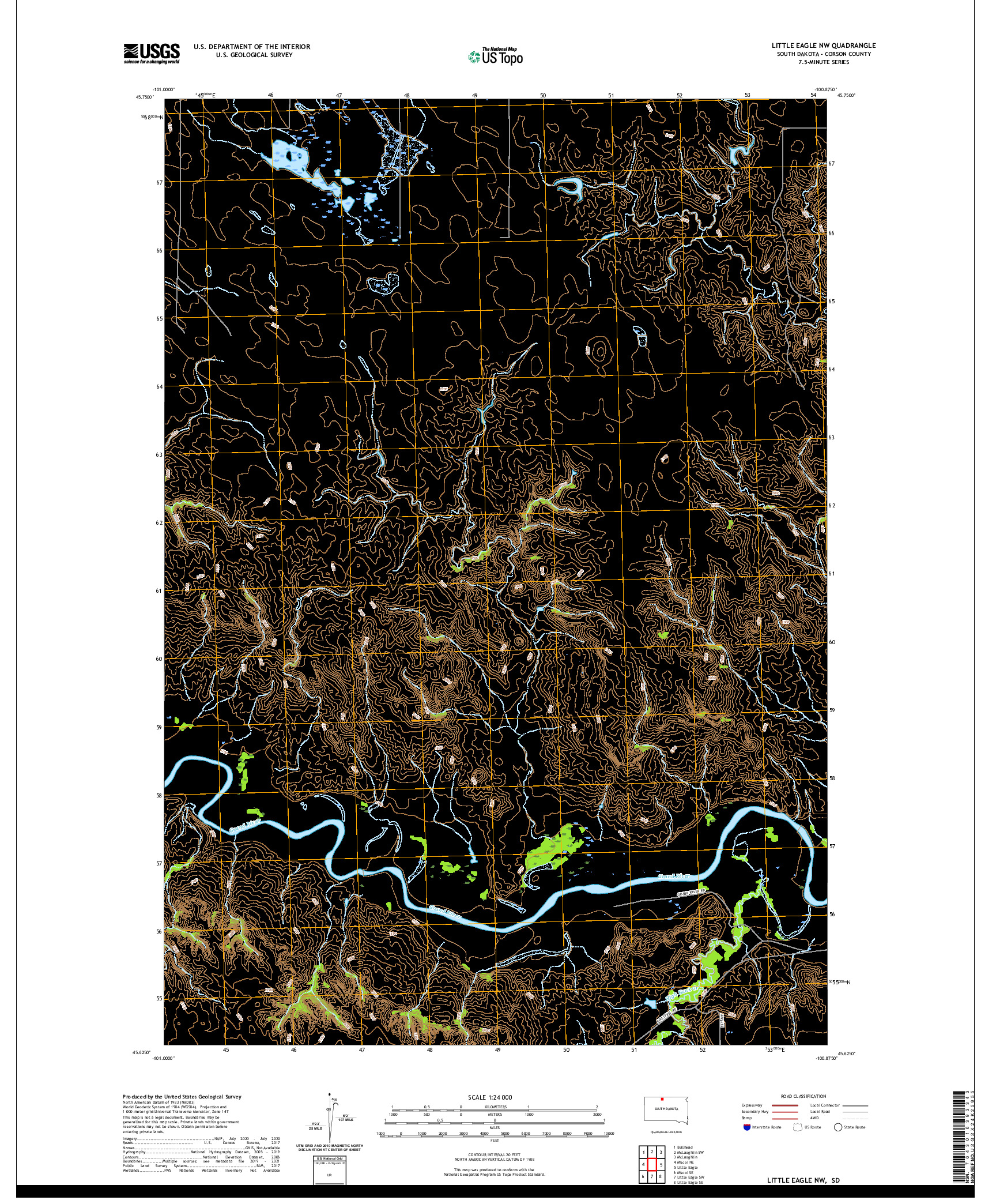 USGS US TOPO 7.5-MINUTE MAP FOR LITTLE EAGLE NW, SD 2021