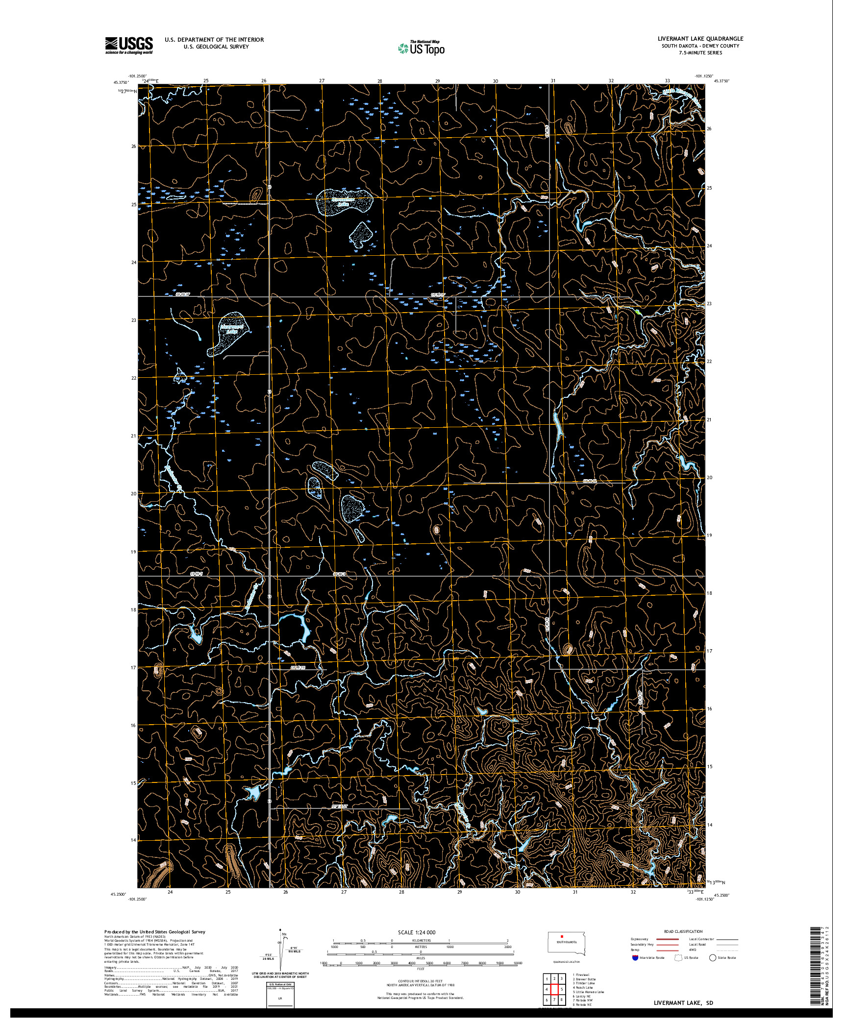 USGS US TOPO 7.5-MINUTE MAP FOR LIVERMANT LAKE, SD 2021