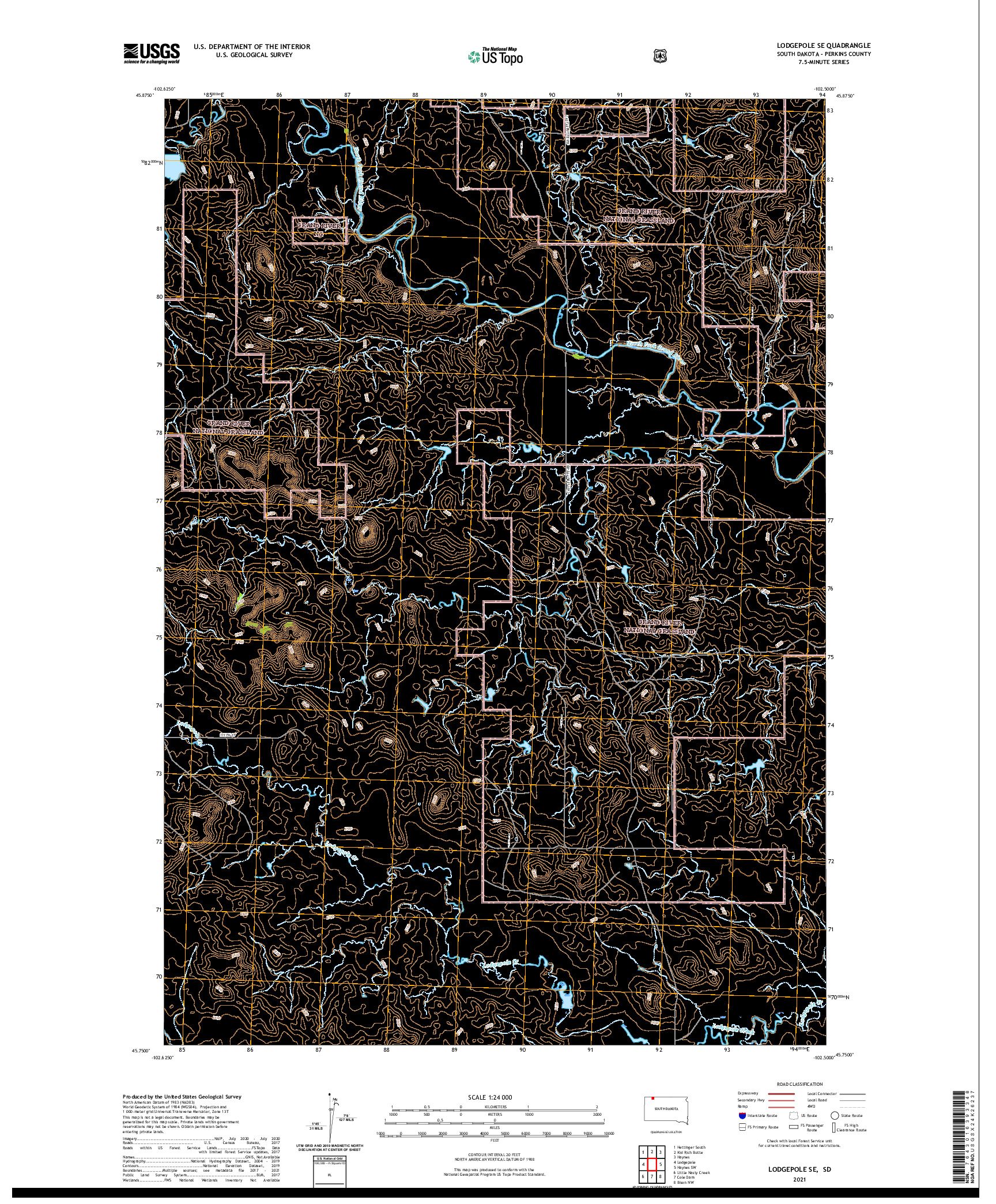 USGS US TOPO 7.5-MINUTE MAP FOR LODGEPOLE SE, SD 2021