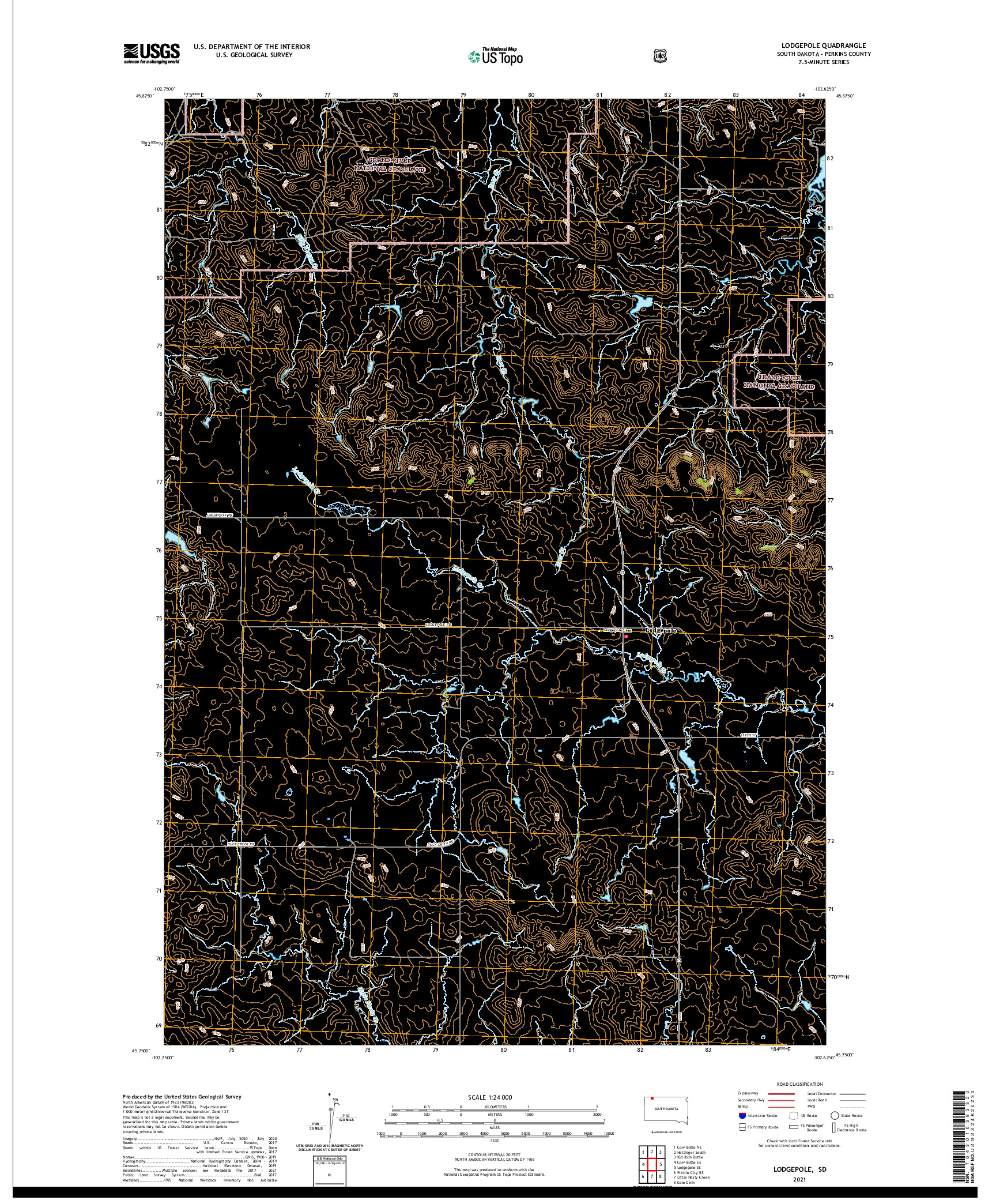 USGS US TOPO 7.5-MINUTE MAP FOR LODGEPOLE, SD 2021