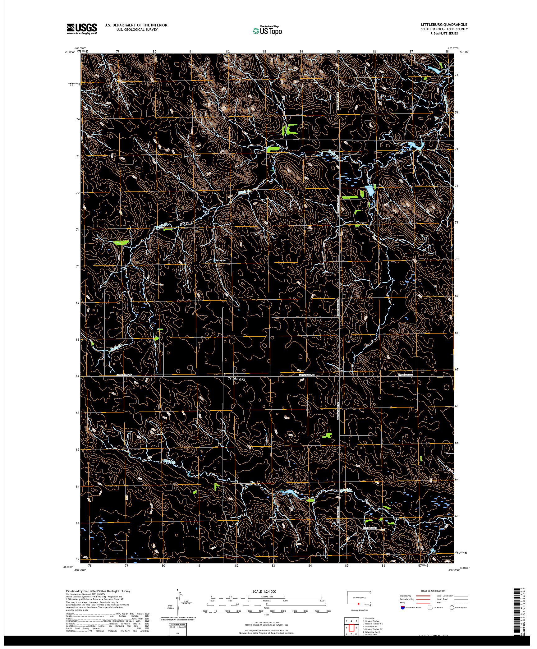 USGS US TOPO 7.5-MINUTE MAP FOR LITTLEBURG, SD 2021