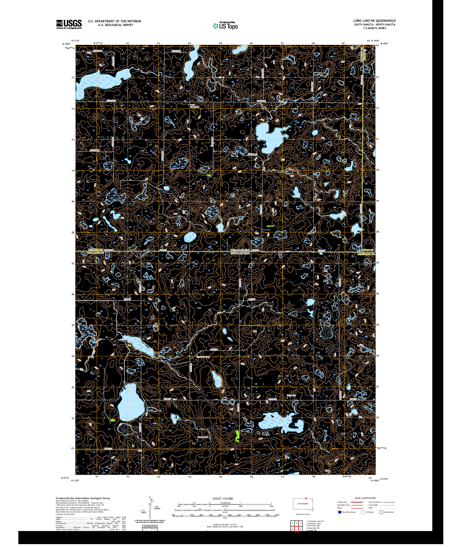 USGS US TOPO 7.5-MINUTE MAP FOR LONG LAKE NE, SD,ND 2021