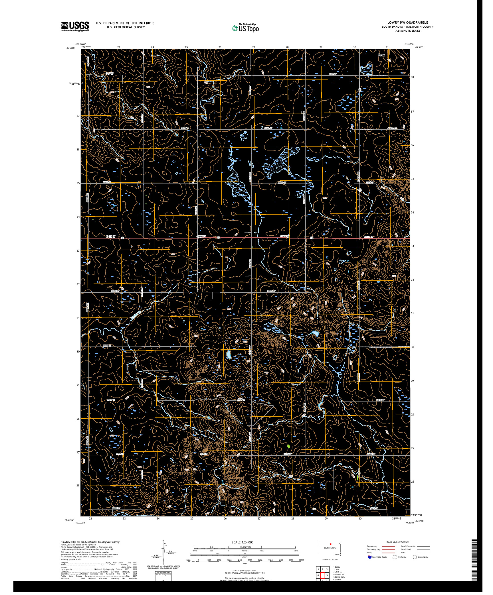 USGS US TOPO 7.5-MINUTE MAP FOR LOWRY NW, SD 2021