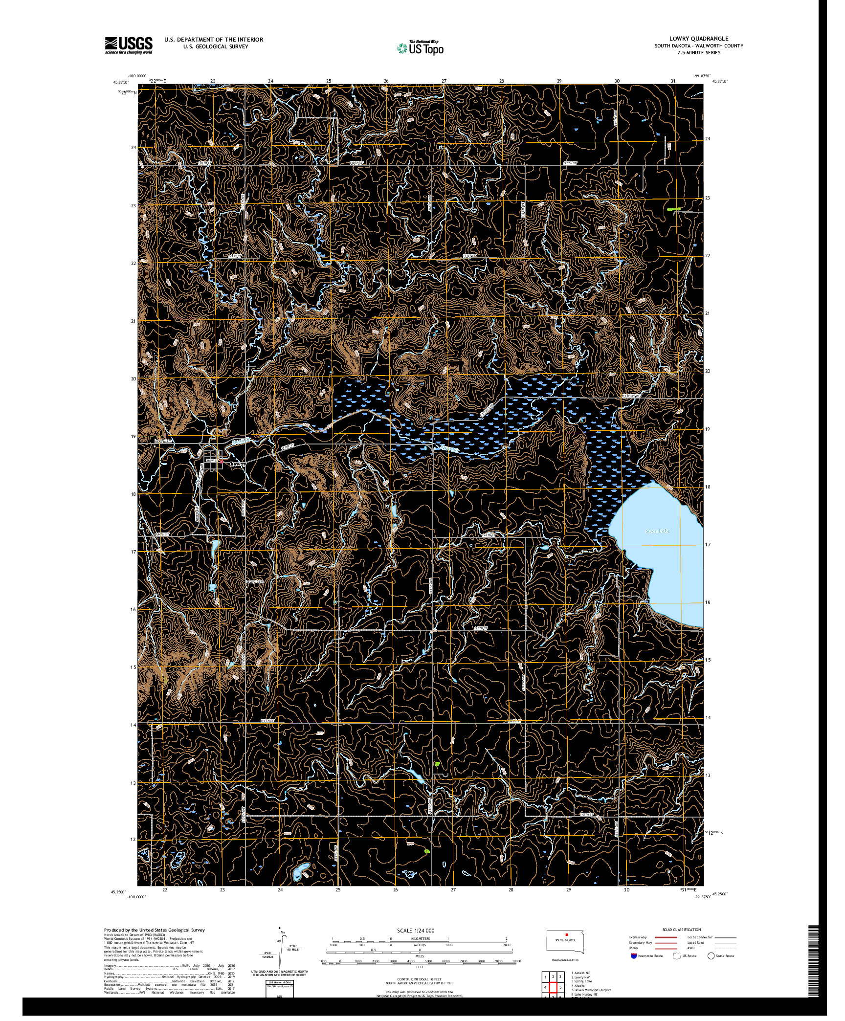 USGS US TOPO 7.5-MINUTE MAP FOR LOWRY, SD 2021