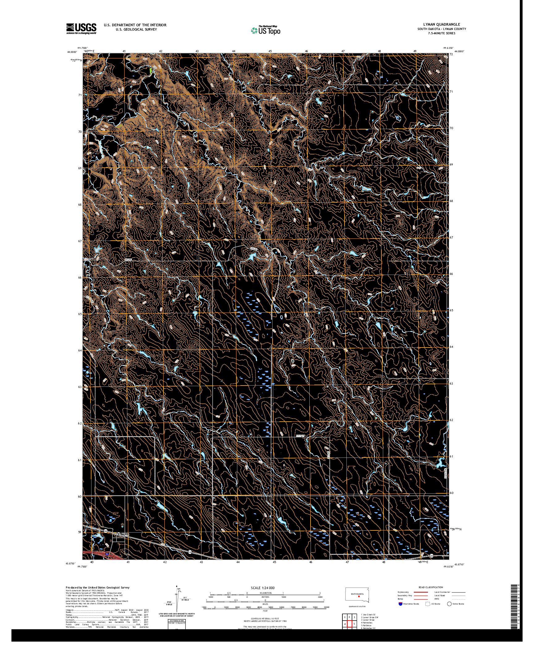USGS US TOPO 7.5-MINUTE MAP FOR LYMAN, SD 2021