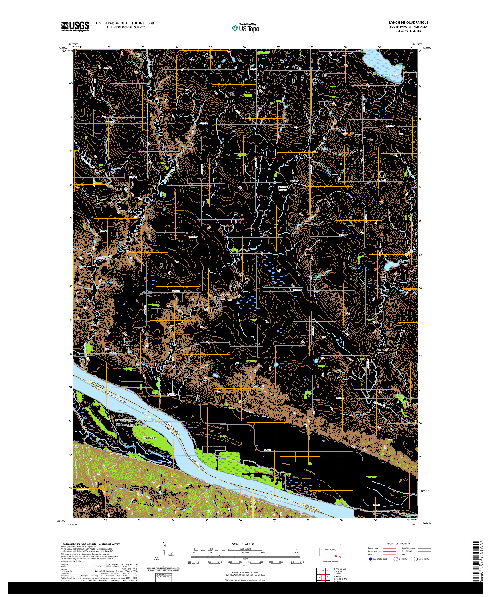 USGS US TOPO 7.5-MINUTE MAP FOR LYNCH NE, SD,NE 2021