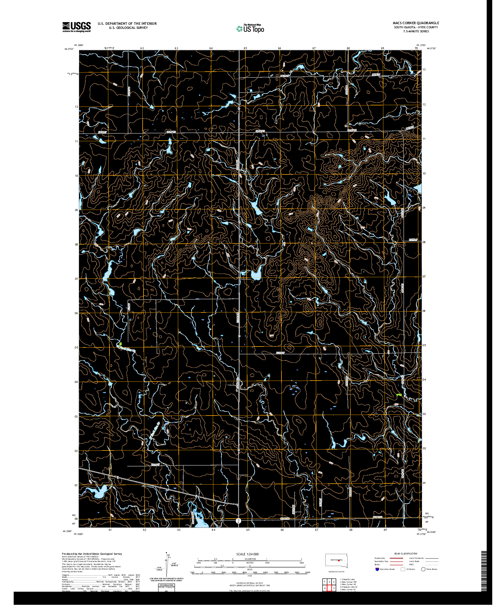 USGS US TOPO 7.5-MINUTE MAP FOR MACS CORNER, SD 2021