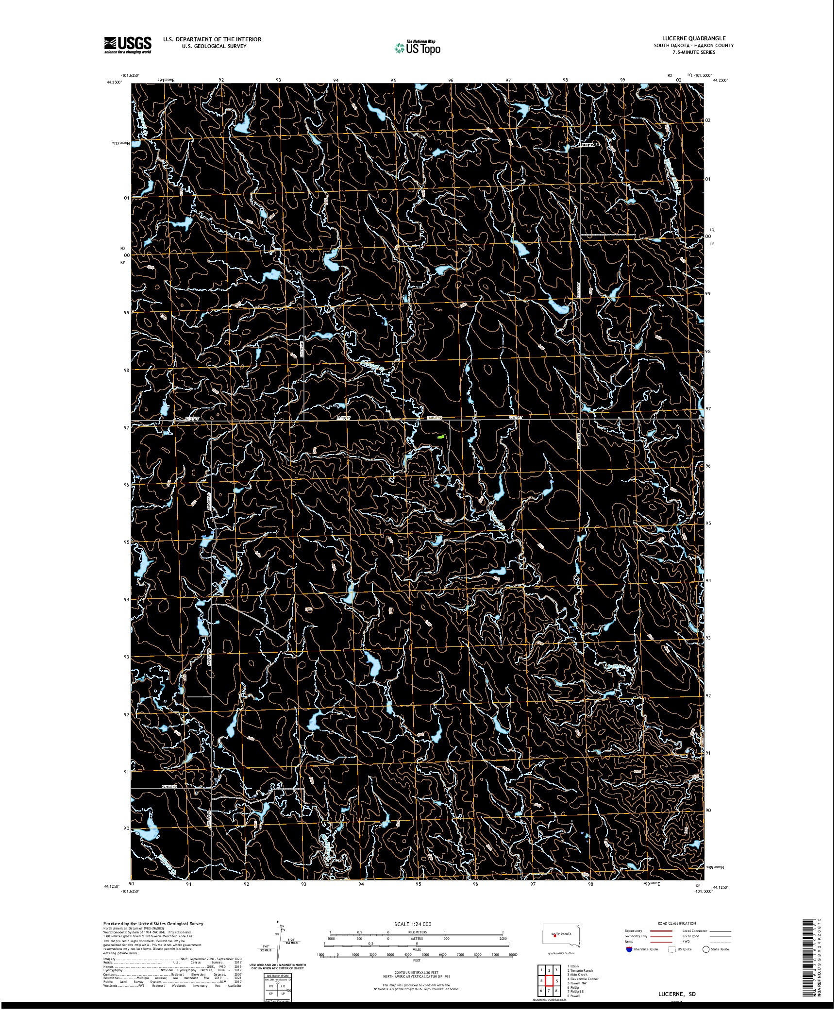 USGS US TOPO 7.5-MINUTE MAP FOR LUCERNE, SD 2021