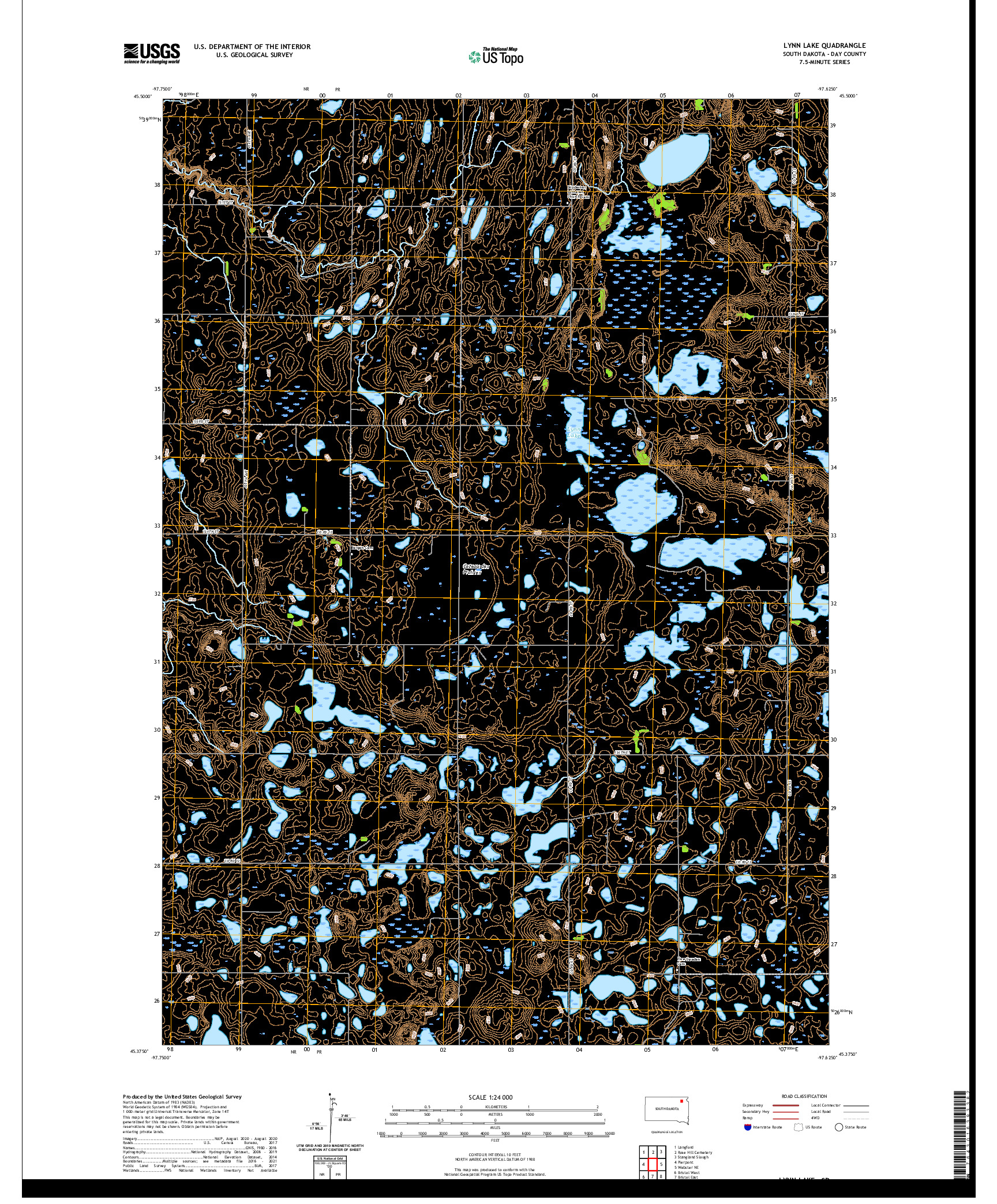 USGS US TOPO 7.5-MINUTE MAP FOR LYNN LAKE, SD 2021